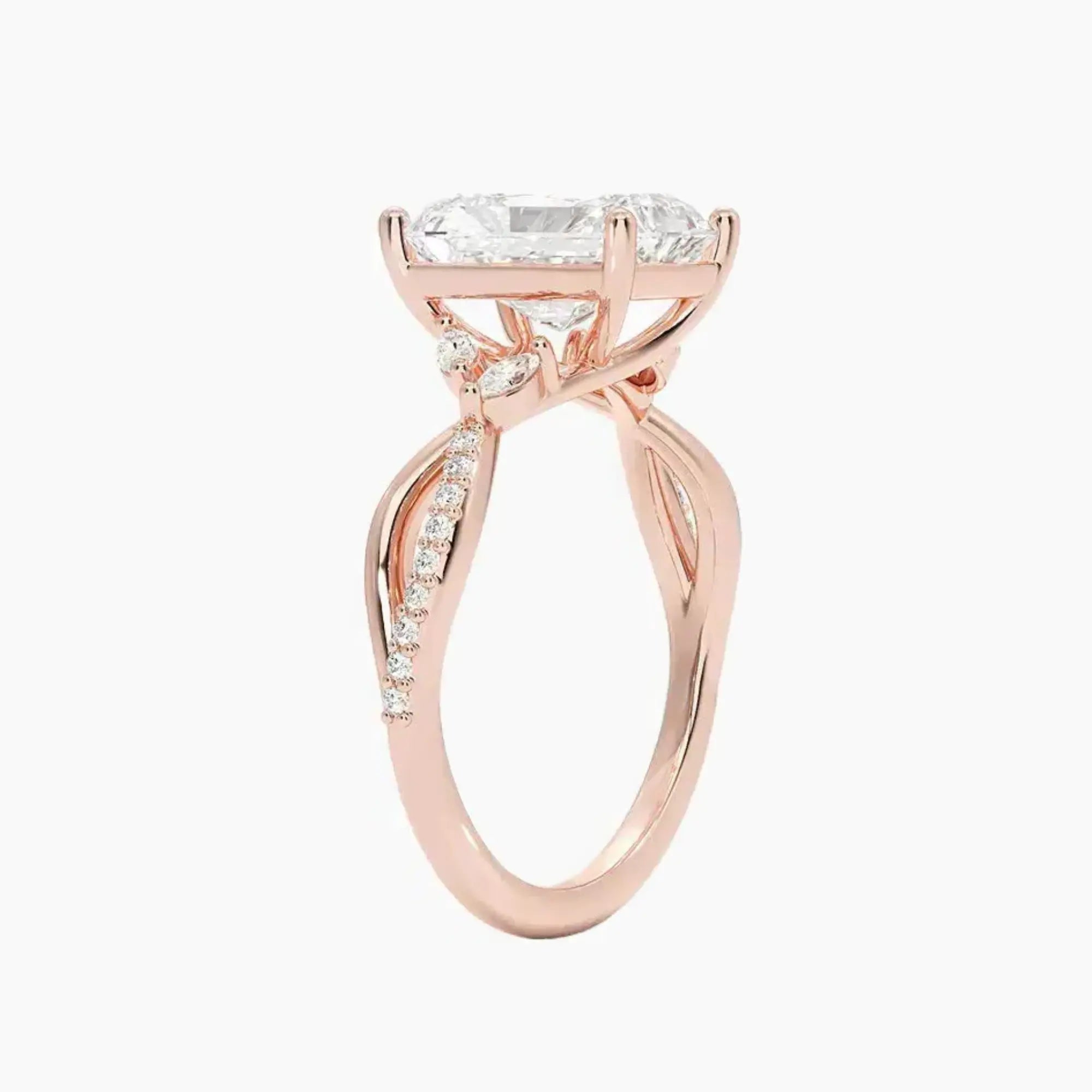 Amara Adorned Radiant Designer 1.5 Carat Lab Grown Diamond Engagement Ring in 18K Yellow Gold