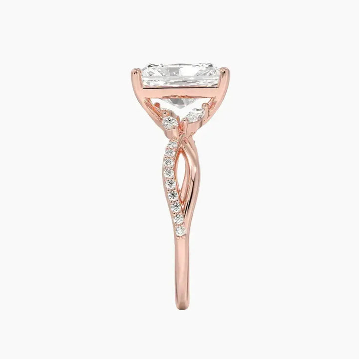 Amara Adorned Radiant Designer 1.5 Carat Lab Grown Diamond Engagement Ring in 14K Yellow Gold
