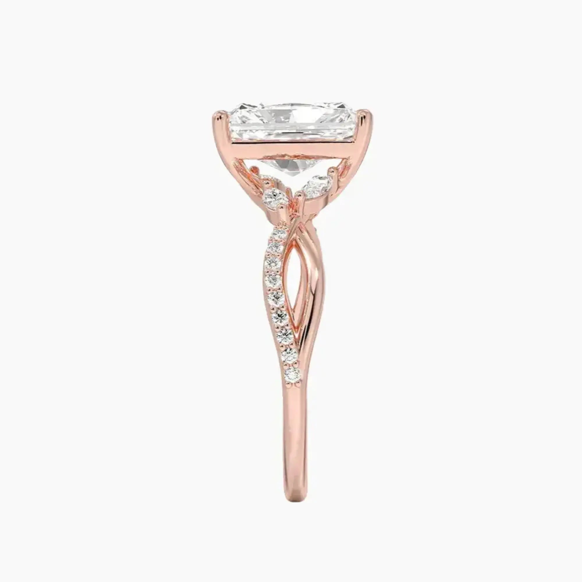 Amara Adorned Radiant Designer 3 Carat Lab Grown Diamond Engagement Ring in 18K White Gold