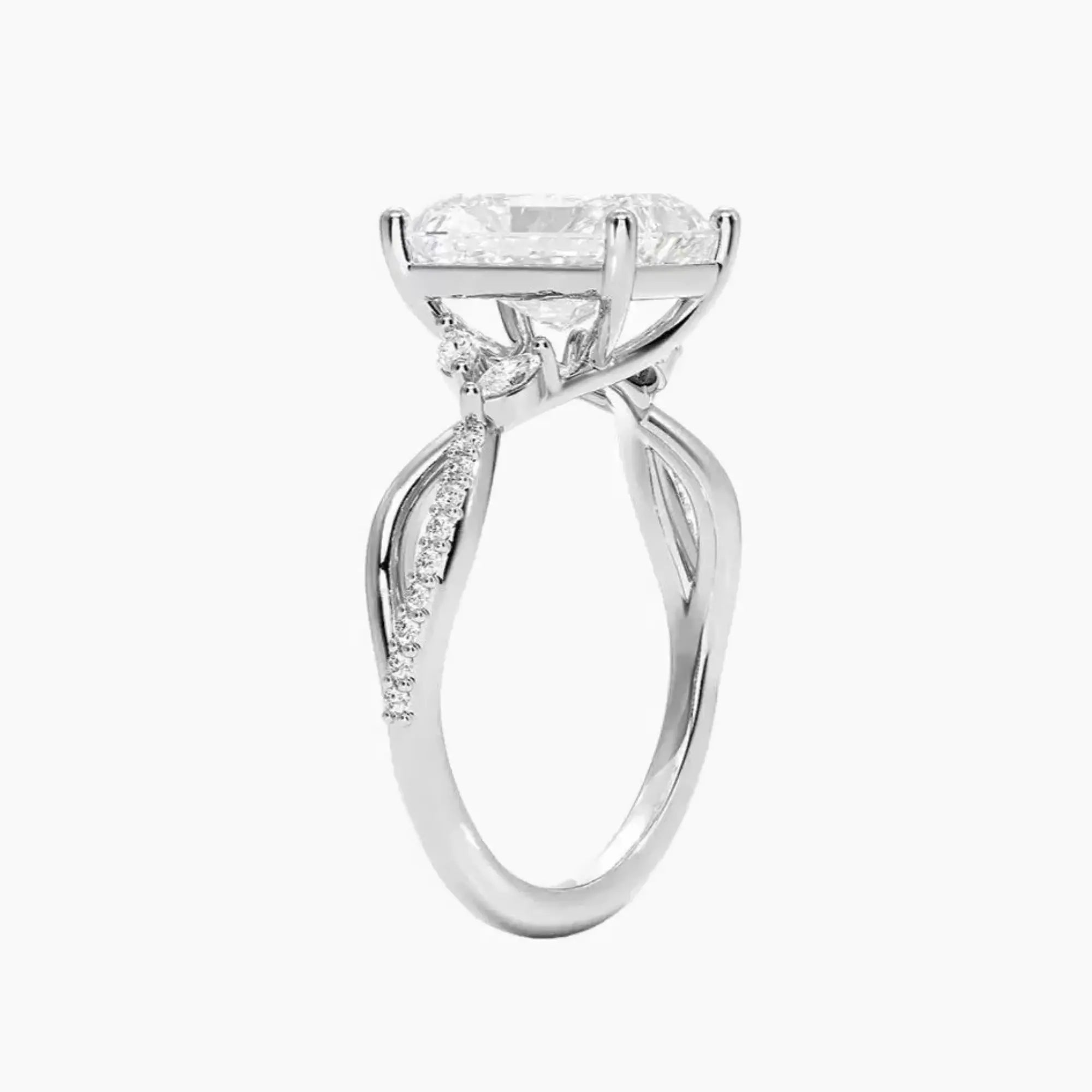 Amara Adorned Radiant Designer 3 Carat Lab Grown Diamond Engagement Ring in 14K Rose Gold