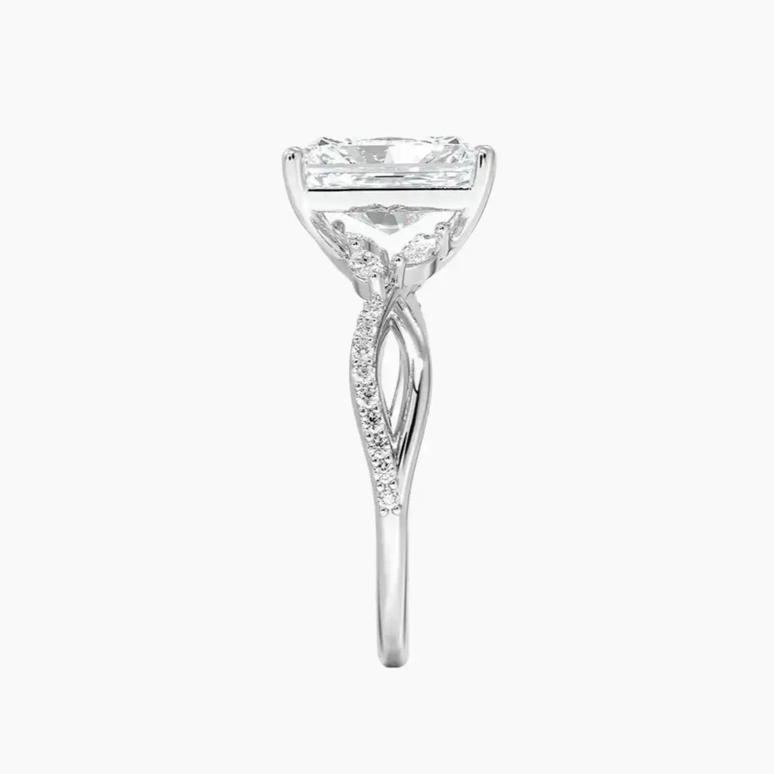 Amara Adorned Radiant Designer 3 Carat Lab Grown Diamond Engagement Ring in 14K Yellow Gold
