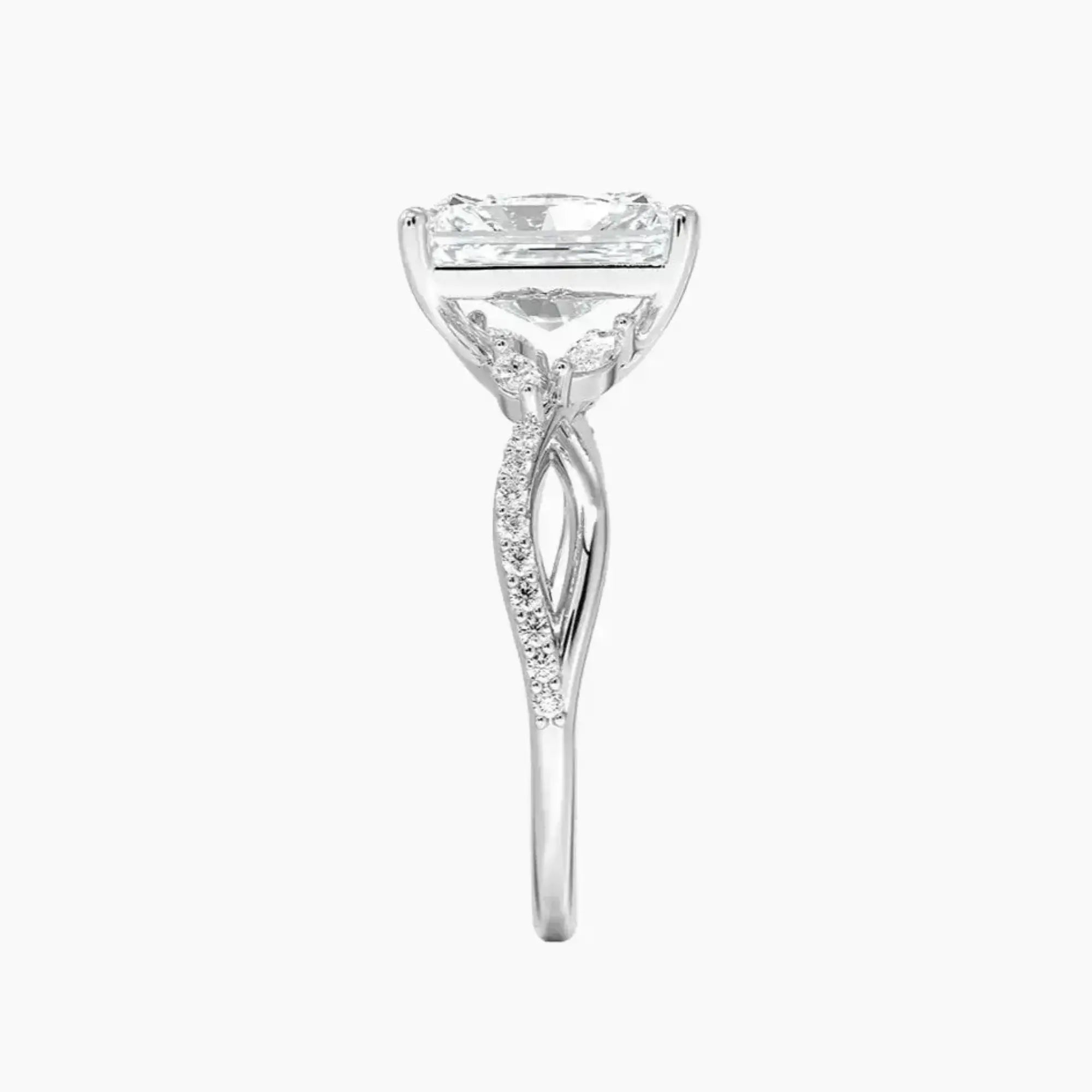 Amara Adorned Radiant Designer 3 Carat Lab Grown Diamond Engagement Ring in 14K Rose Gold