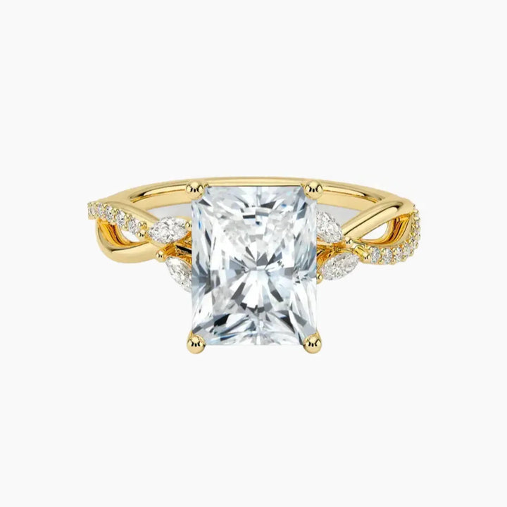 Amara Adorned Radiant Designer 1 Carat Lab Grown Diamond Engagement Ring in 18K Yellow Gold