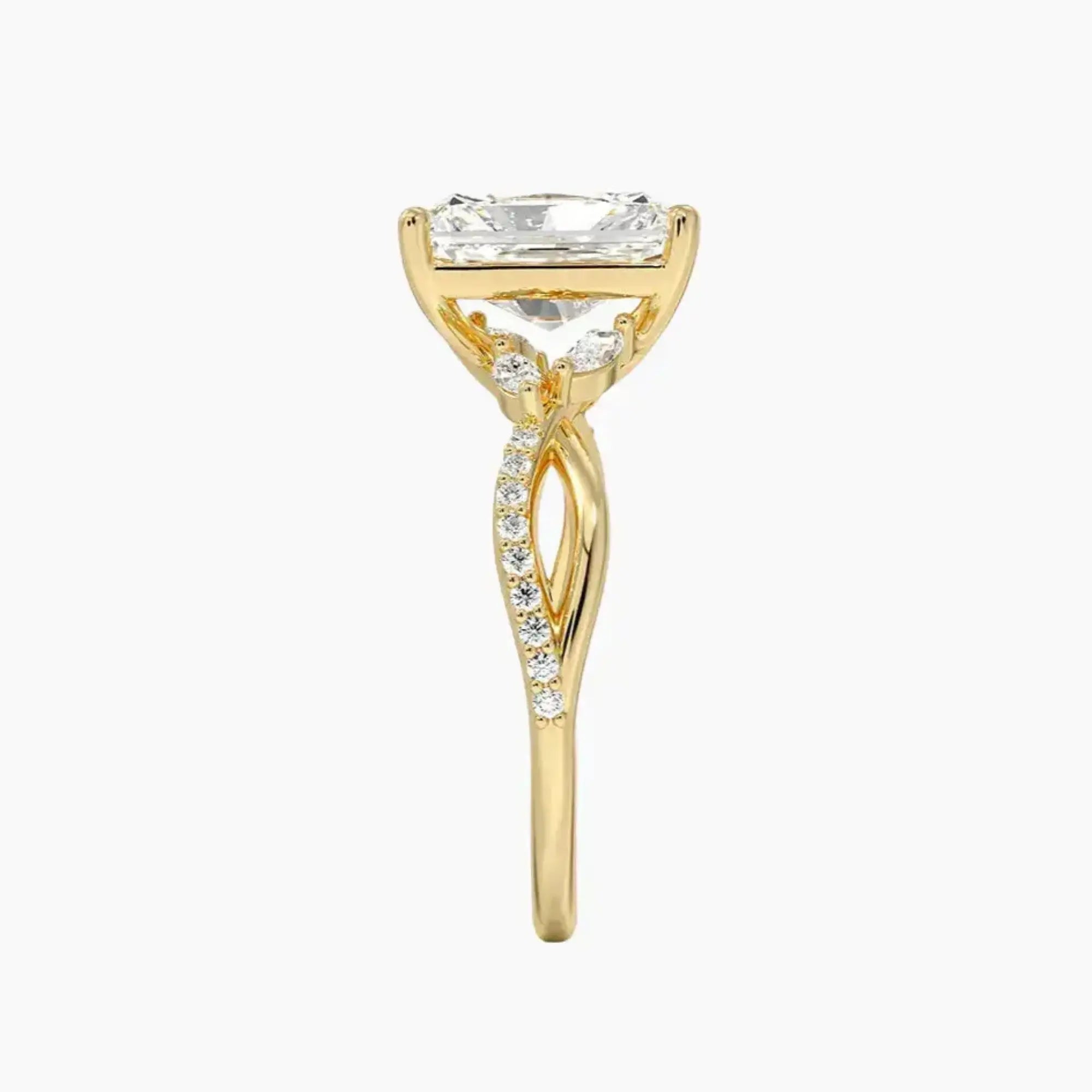Amara Adorned Radiant Designer 3 Carat Lab Grown Diamond Engagement Ring in 14K Rose Gold