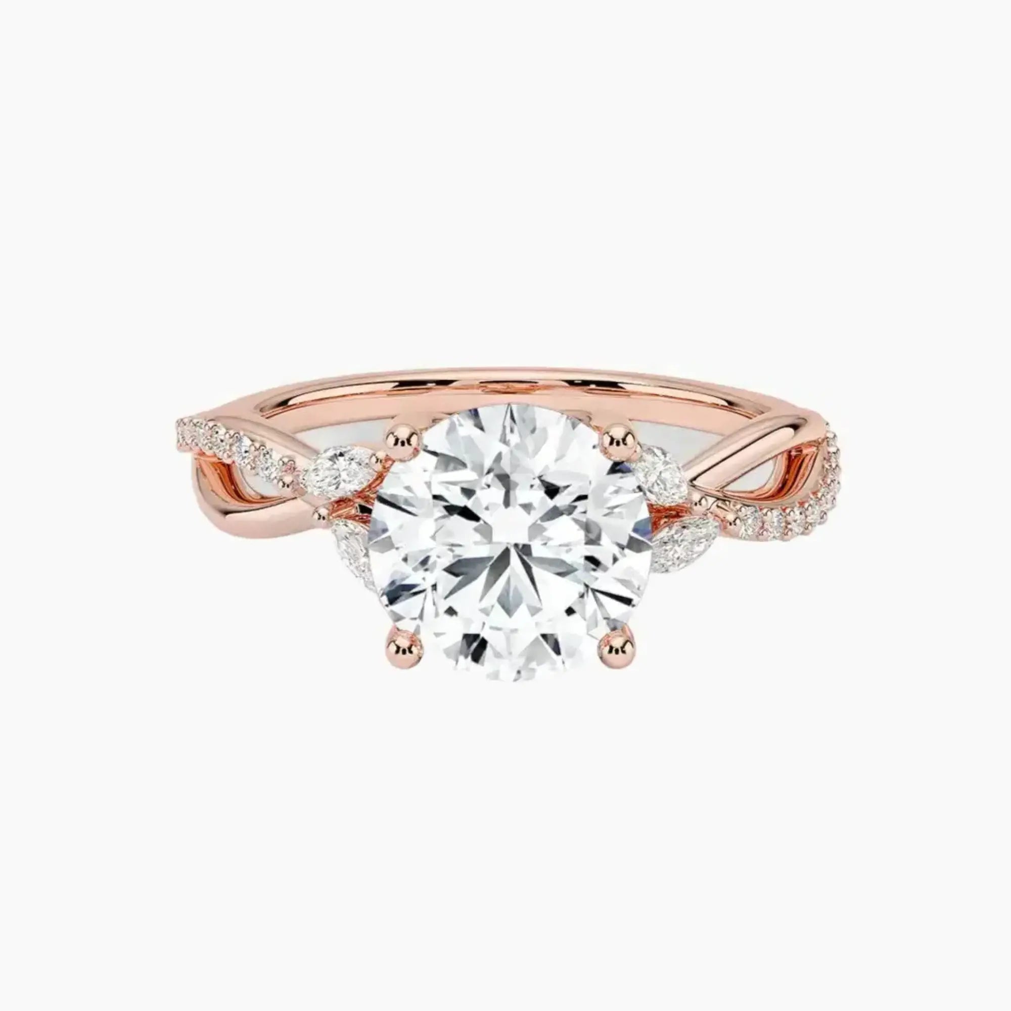 Amara Adorned Round Designer 3 Carat Lab Grown Diamond Engagement Ring in 14K Yellow Gold