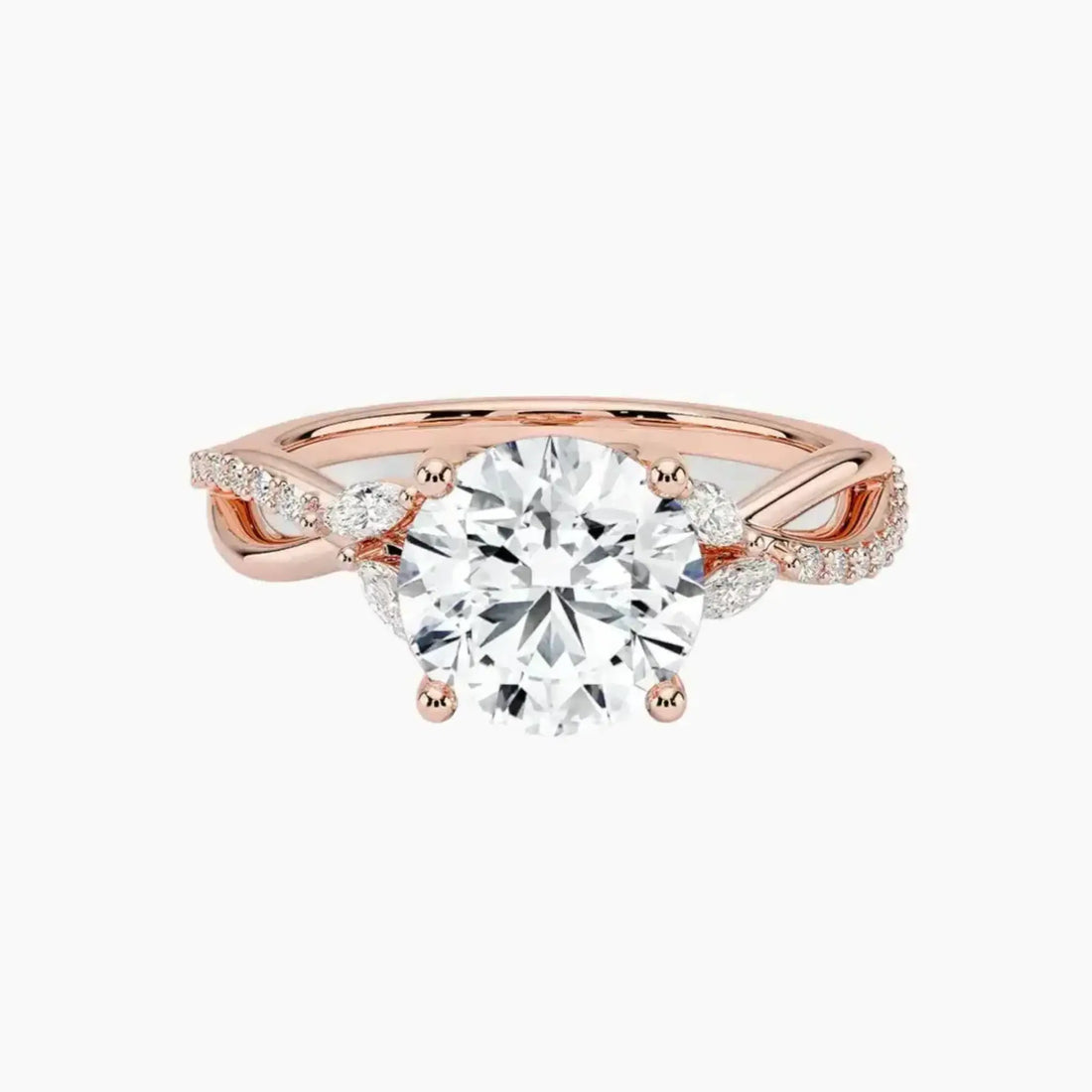Amara Adorned Round Designer 3 Carat Lab Grown Diamond Engagement Ring in 14K Yellow Gold