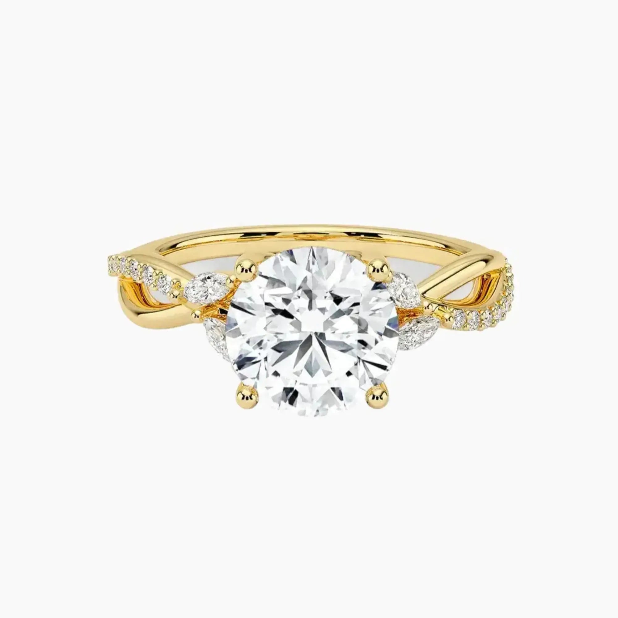 Amara Adorned Round Designer 2.5 Carat Lab Grown Diamond Engagement Ring in 18K White Gold