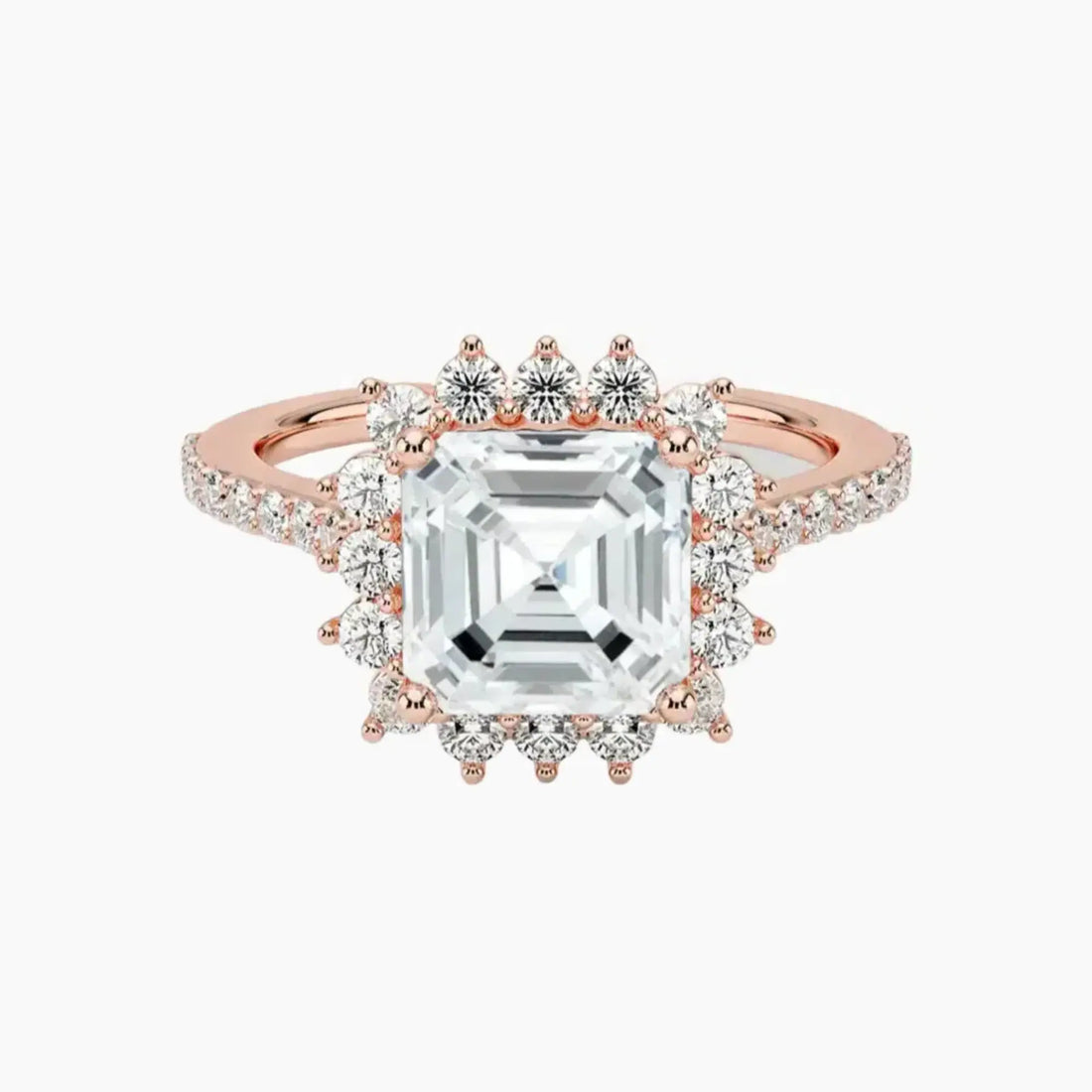 Soraya Pave Asscher Designer Diamond Ring Setting in 18K Yellow Gold