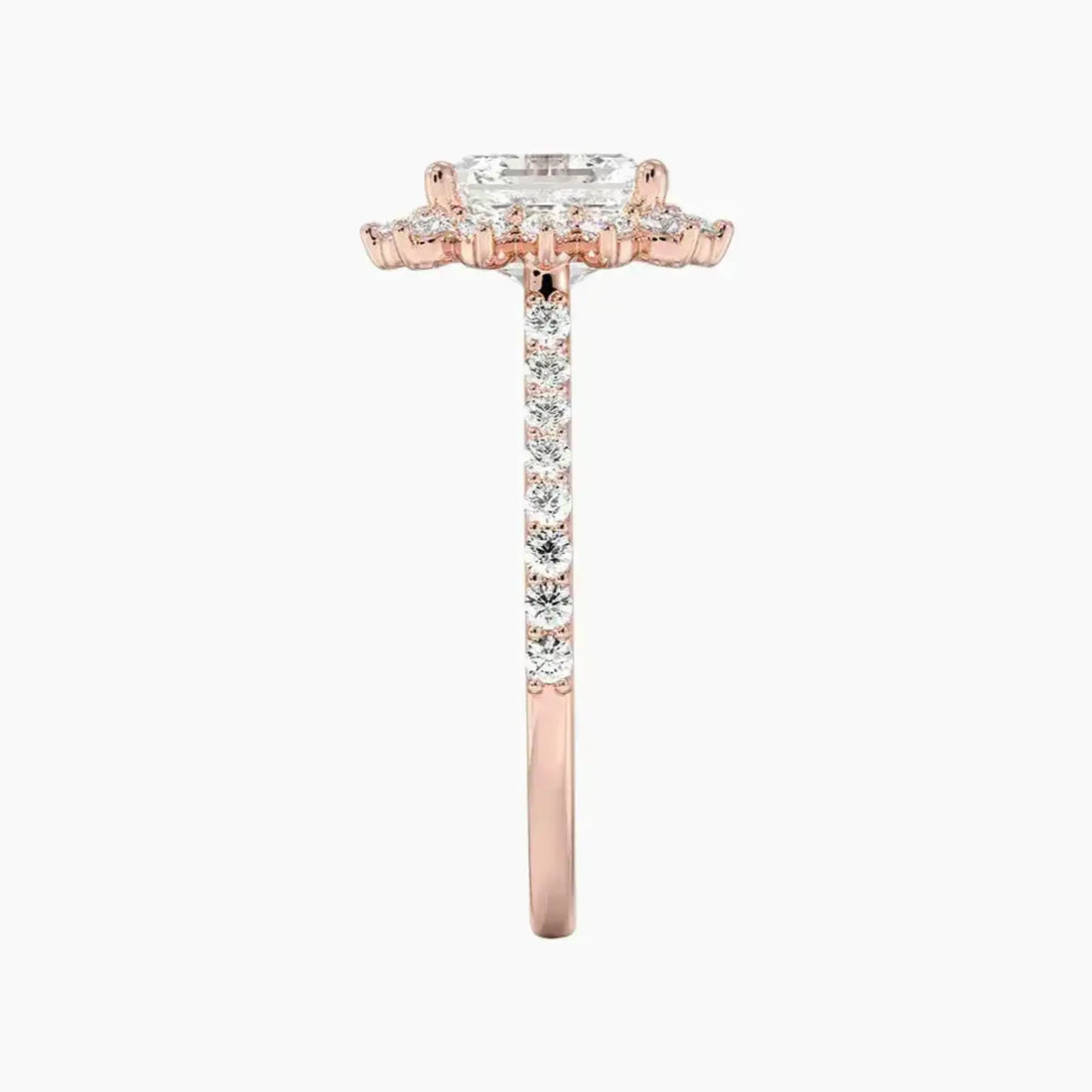 Soraya Pave Asscher Designer 2.5 Carat Lab Grown Diamond Engagement Ring in 14K Yellow Gold