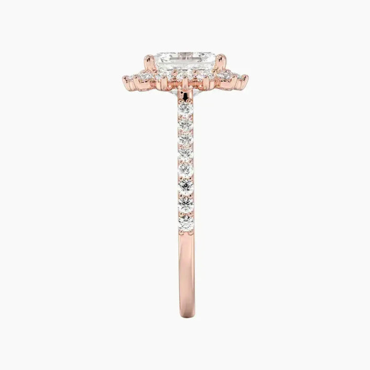 Soraya Pave Asscher Designer 3 Carat Lab Grown Diamond Engagement Ring in 14K Yellow Gold