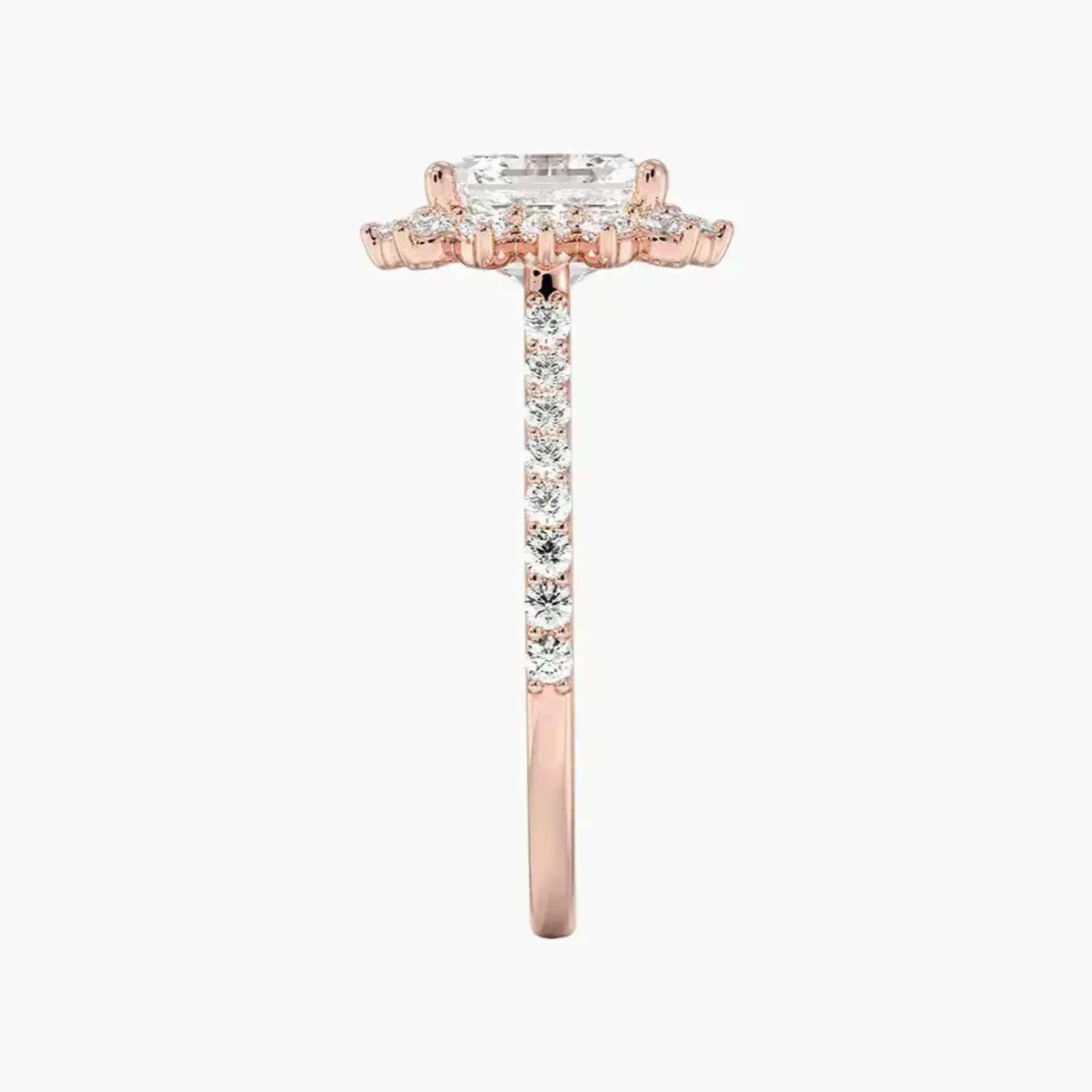 Soraya Pave Asscher Designer 2 Carat Lab Grown Diamond Engagement Ring in 18K White Gold