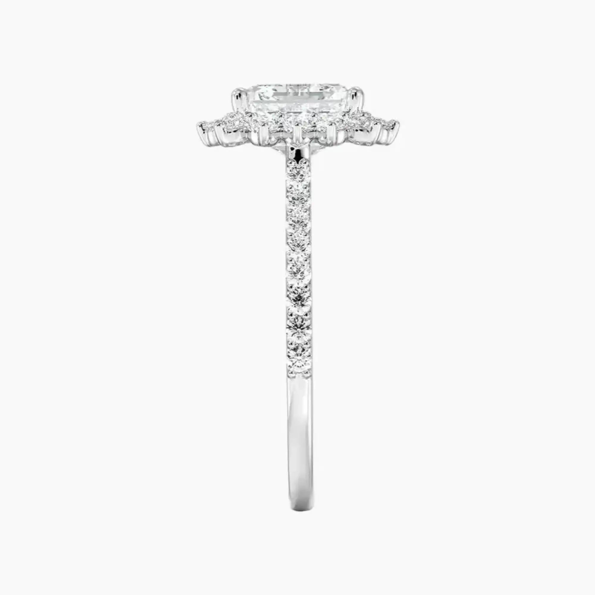 Soraya Pave Asscher Designer 2.5 Carat Lab Grown Diamond Engagement Ring in 14K Yellow Gold