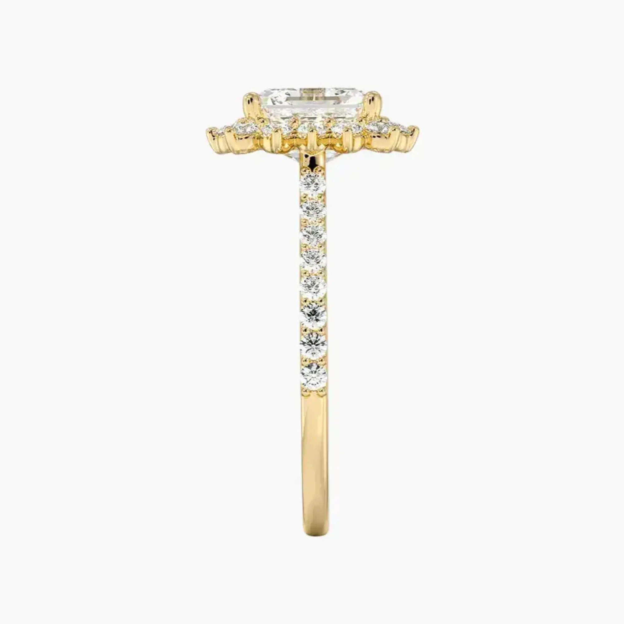 Soraya Pave Asscher Designer 2.5 Carat Lab Grown Diamond Engagement Ring in 18K Yellow Gold