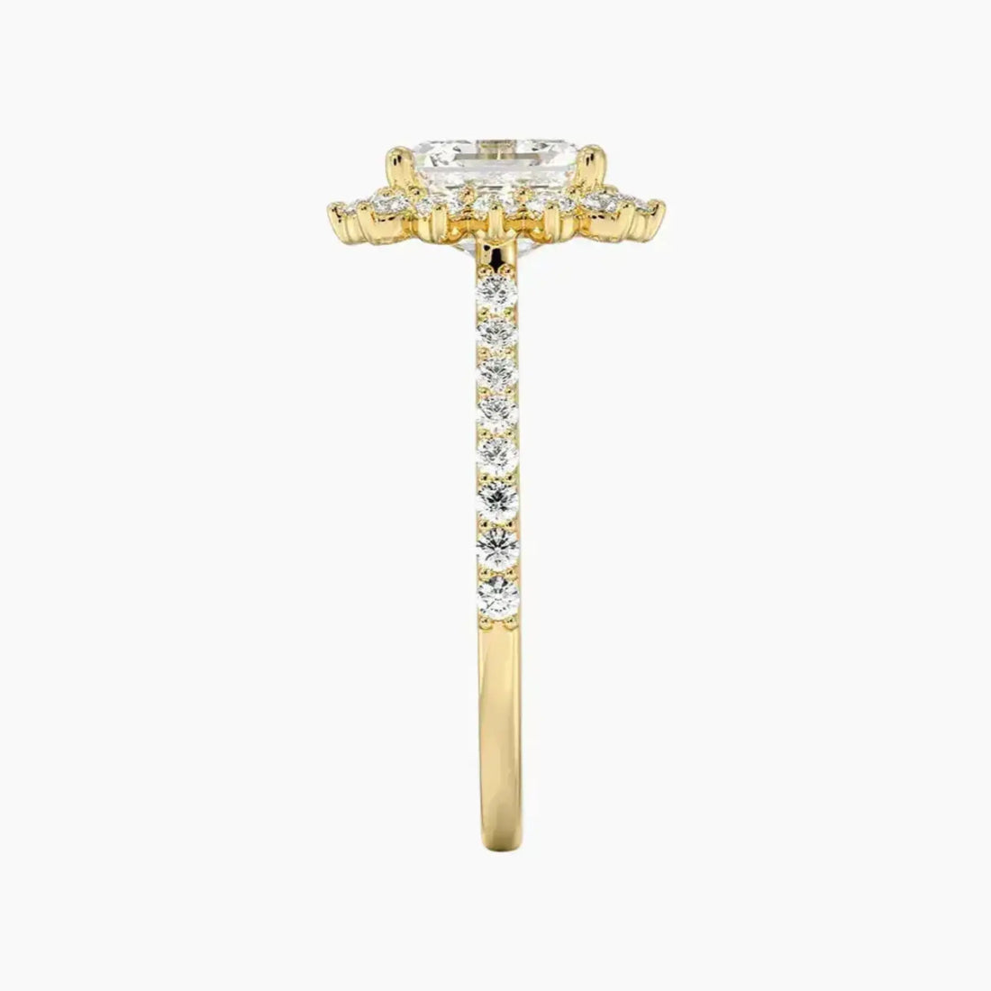Soraya Pave Asscher Designer Diamond Ring Setting in 14K Rose Gold