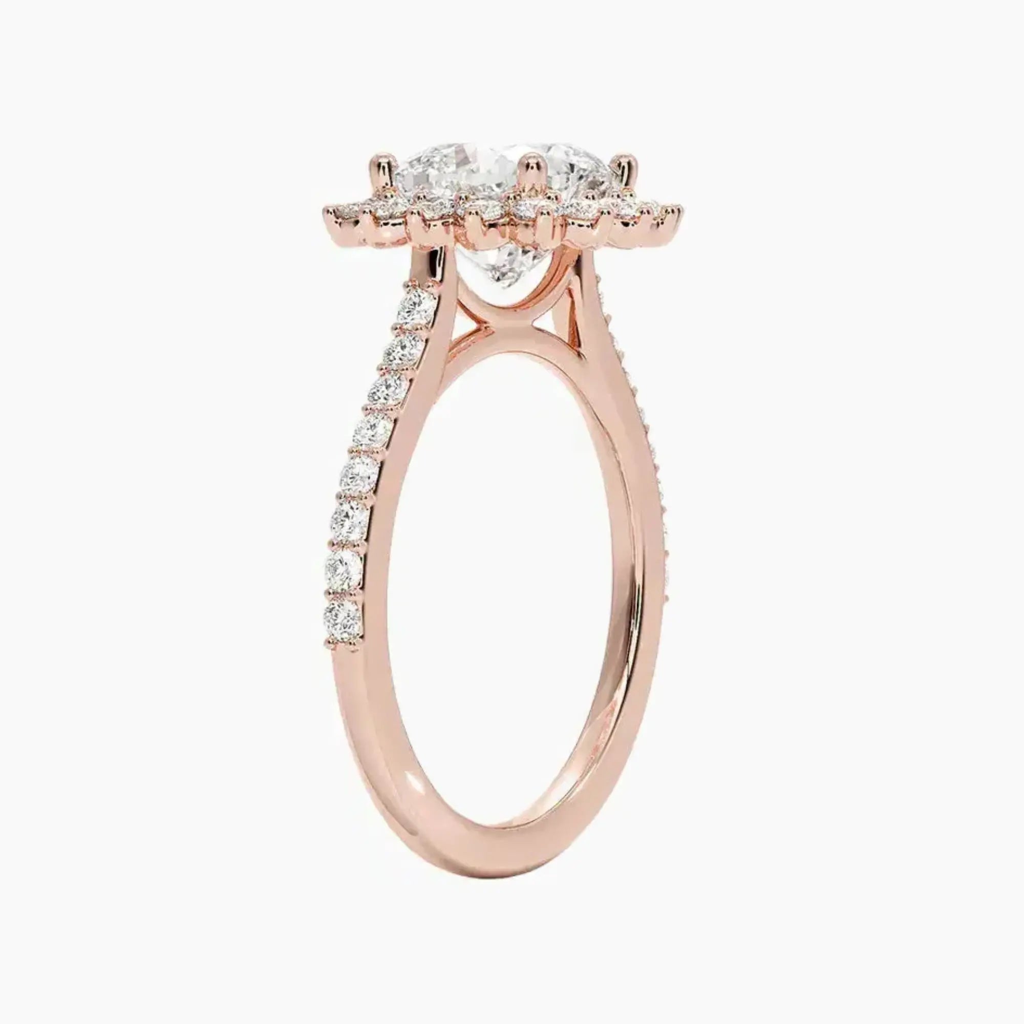 Soraya Pave Cushion Designer Diamond Ring Setting in 18K Rose Gold