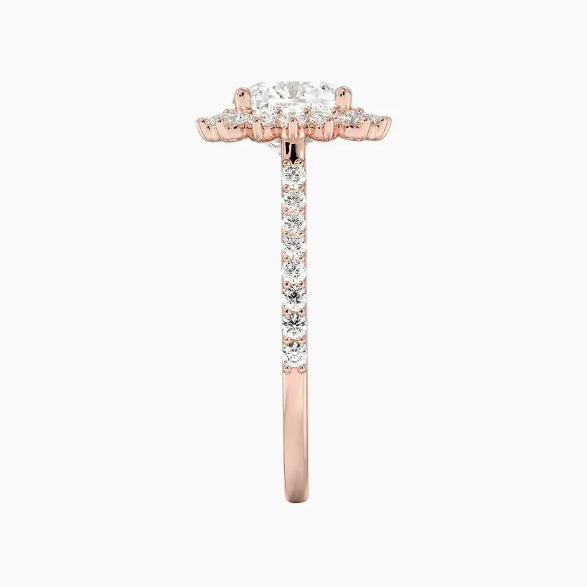 Soraya Pave Cushion Designer 1 Carat Lab Grown Diamond Engagement Ring in 18K White Gold