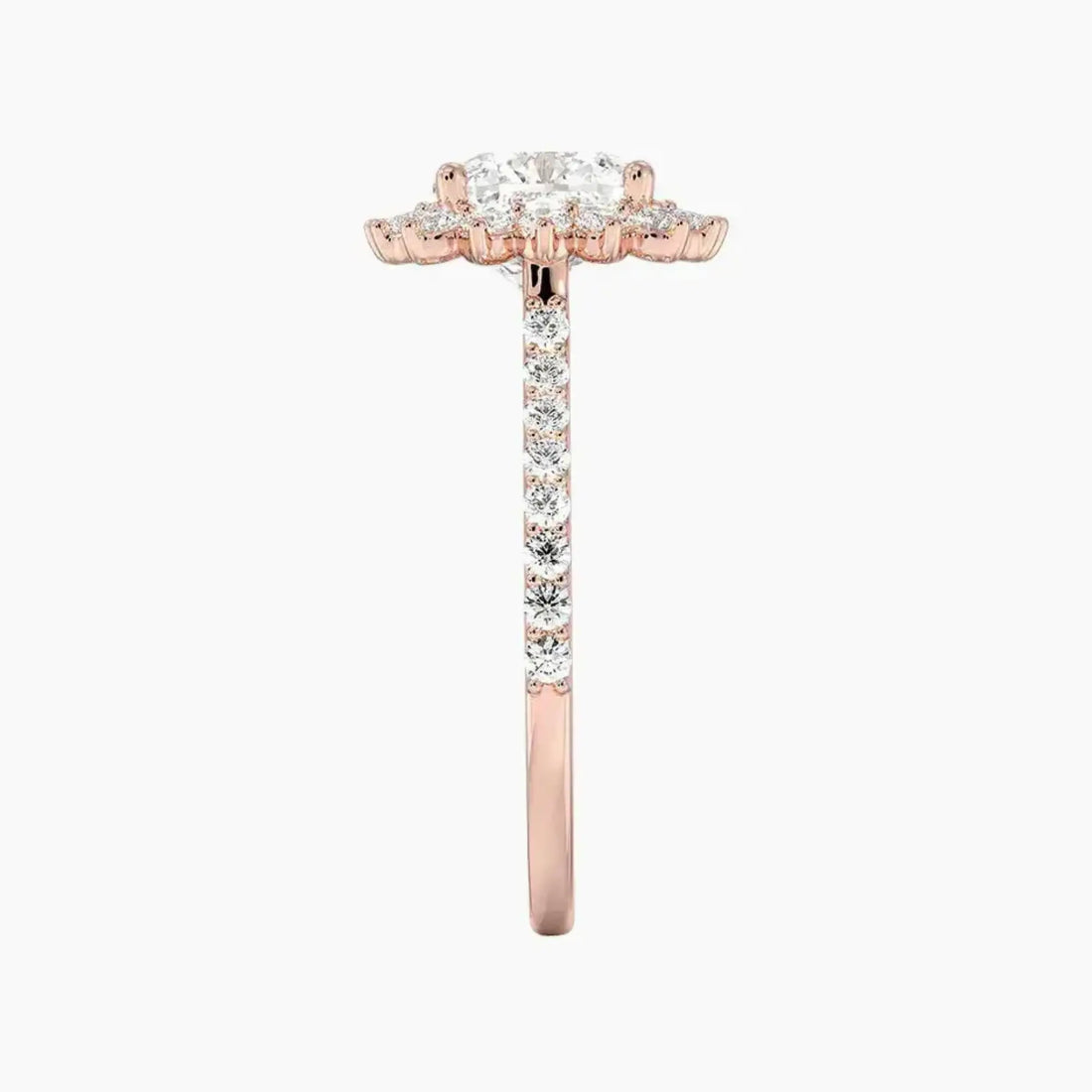 Soraya Pave Cushion Designer 2 Carat Lab Grown Diamond Engagement Ring in 14K White Gold