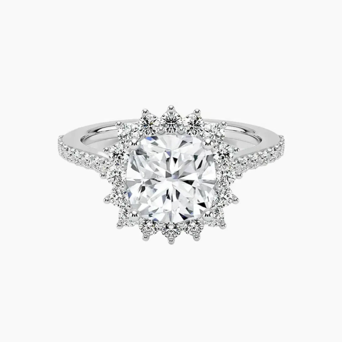 Soraya Pave Cushion Designer 1 Carat Lab Grown Diamond Engagement Ring in 18K Rose Gold