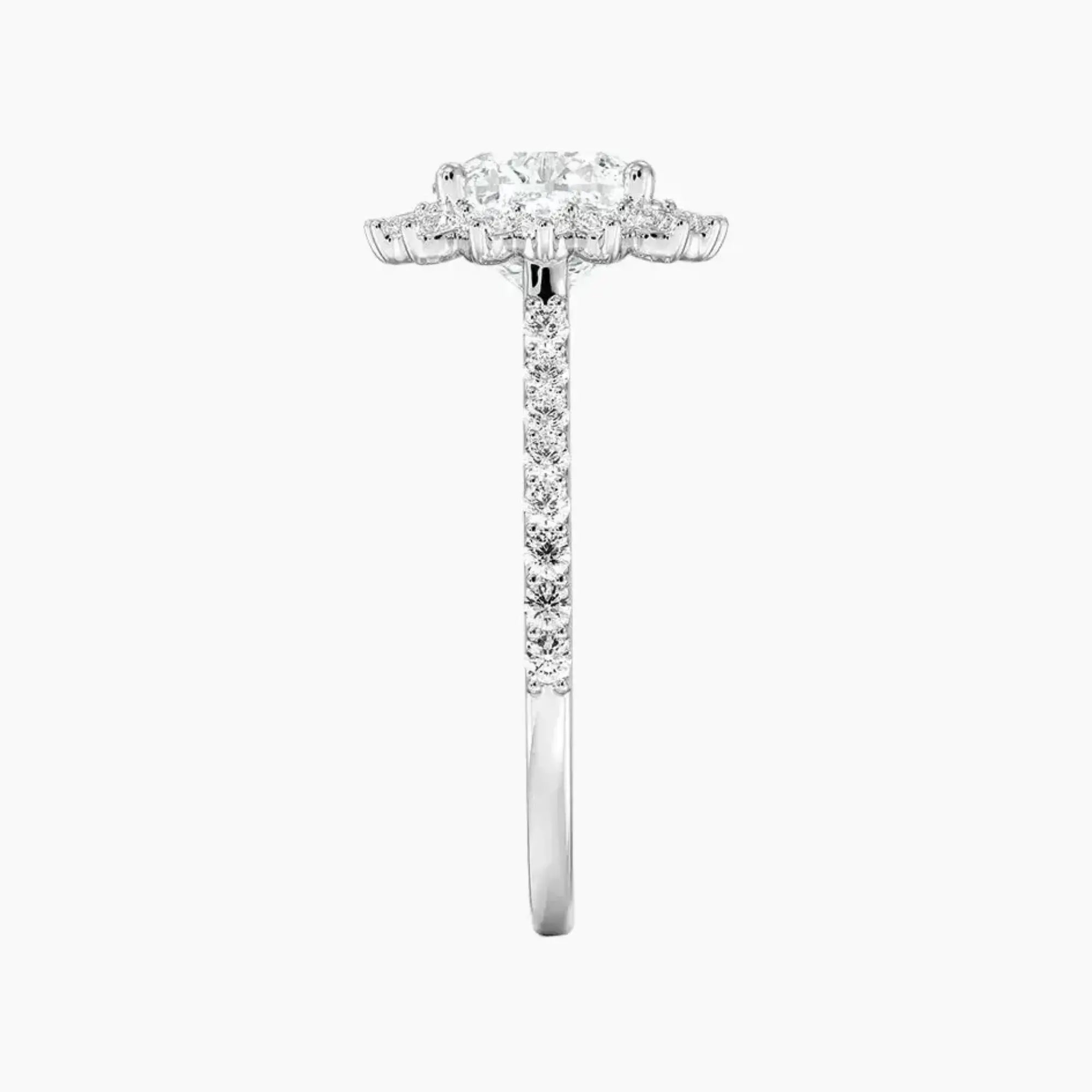Soraya Pave Cushion Designer Diamond Ring Setting in 14K White Gold