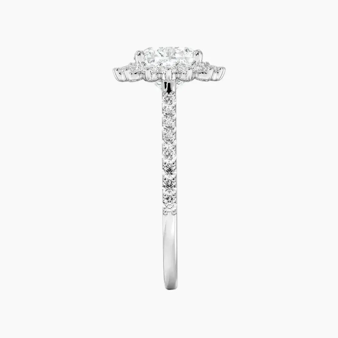 Soraya Pave Cushion Designer 1 Carat Lab Grown Diamond Engagement Ring in 18K Rose Gold