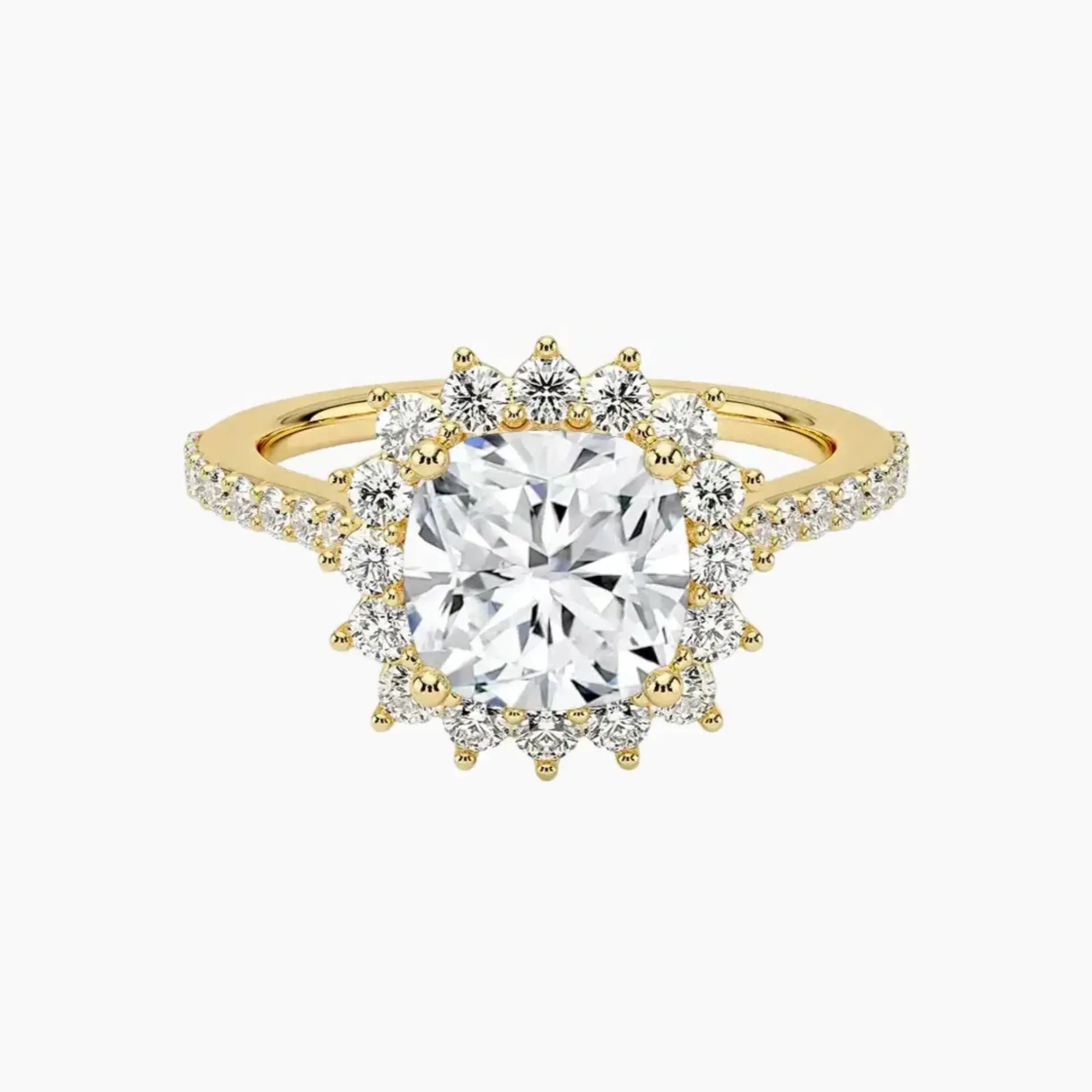 Soraya Pave Cushion Designer 2 Carat Lab Grown Diamond Engagement Ring in 18K White Gold