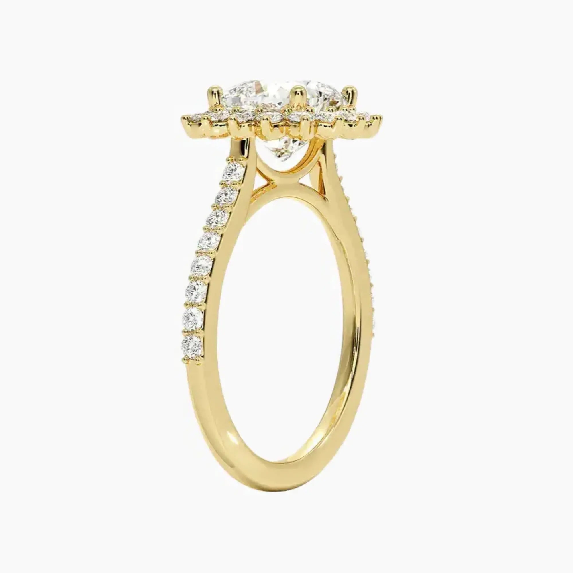 Soraya Pave Cushion Designer Diamond Ring Setting in 18K Rose Gold