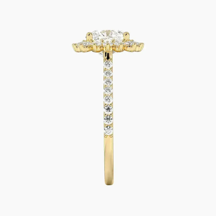 Soraya Pave Cushion Designer 3 Carat Lab Grown Diamond Engagement Ring in 18K Rose Gold