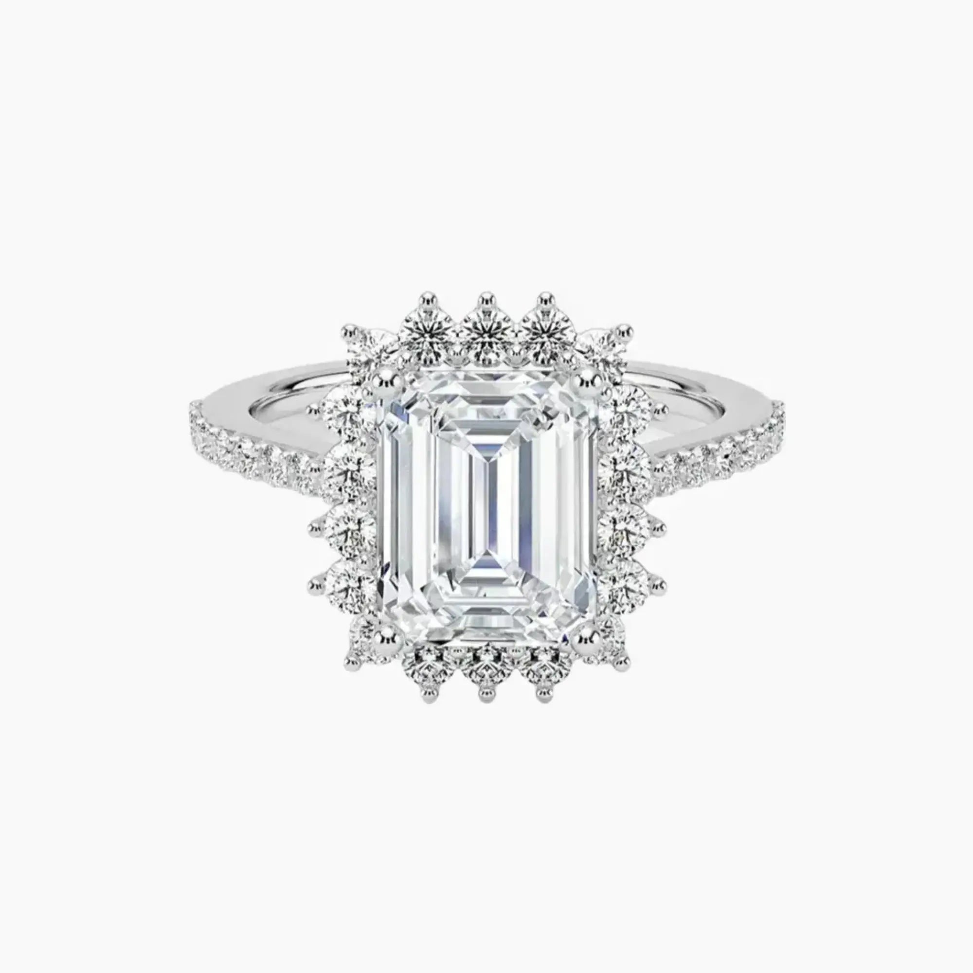 Soraya Pave Emerald Designer 1.5 Carat Lab Grown Diamond Engagement Ring in 18K Yellow Gold