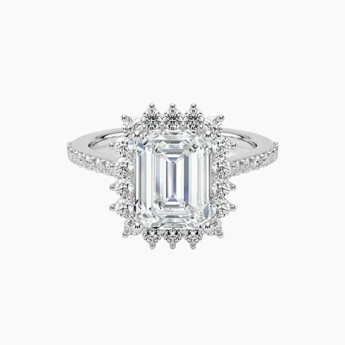 Soraya Pave Emerald Designer 1.5 Carat Lab Grown Diamond Engagement Ring in 18K Yellow Gold