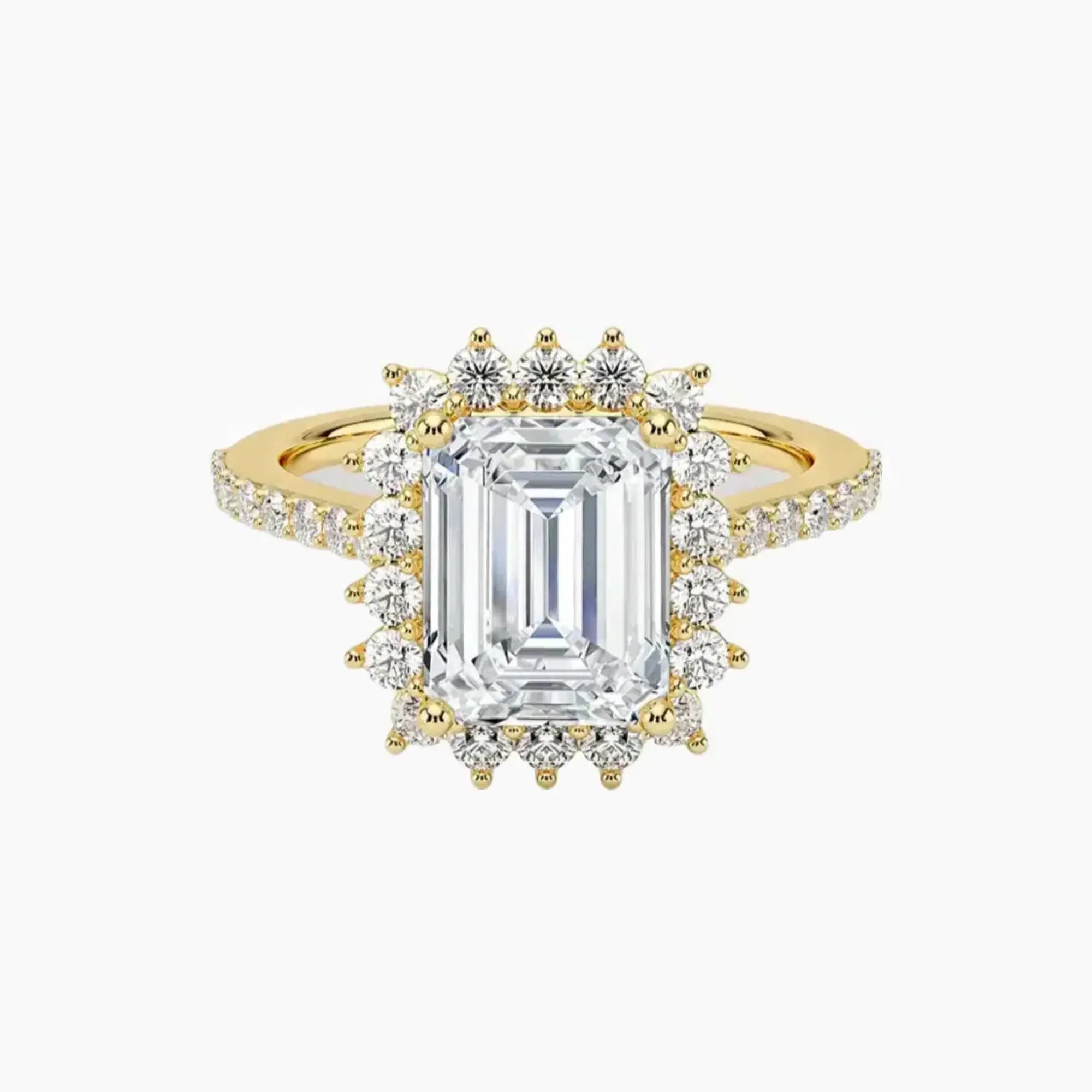 Soraya Pave Emerald Designer 2 Carat Lab Grown Diamond Engagement Ring in 14K White Gold