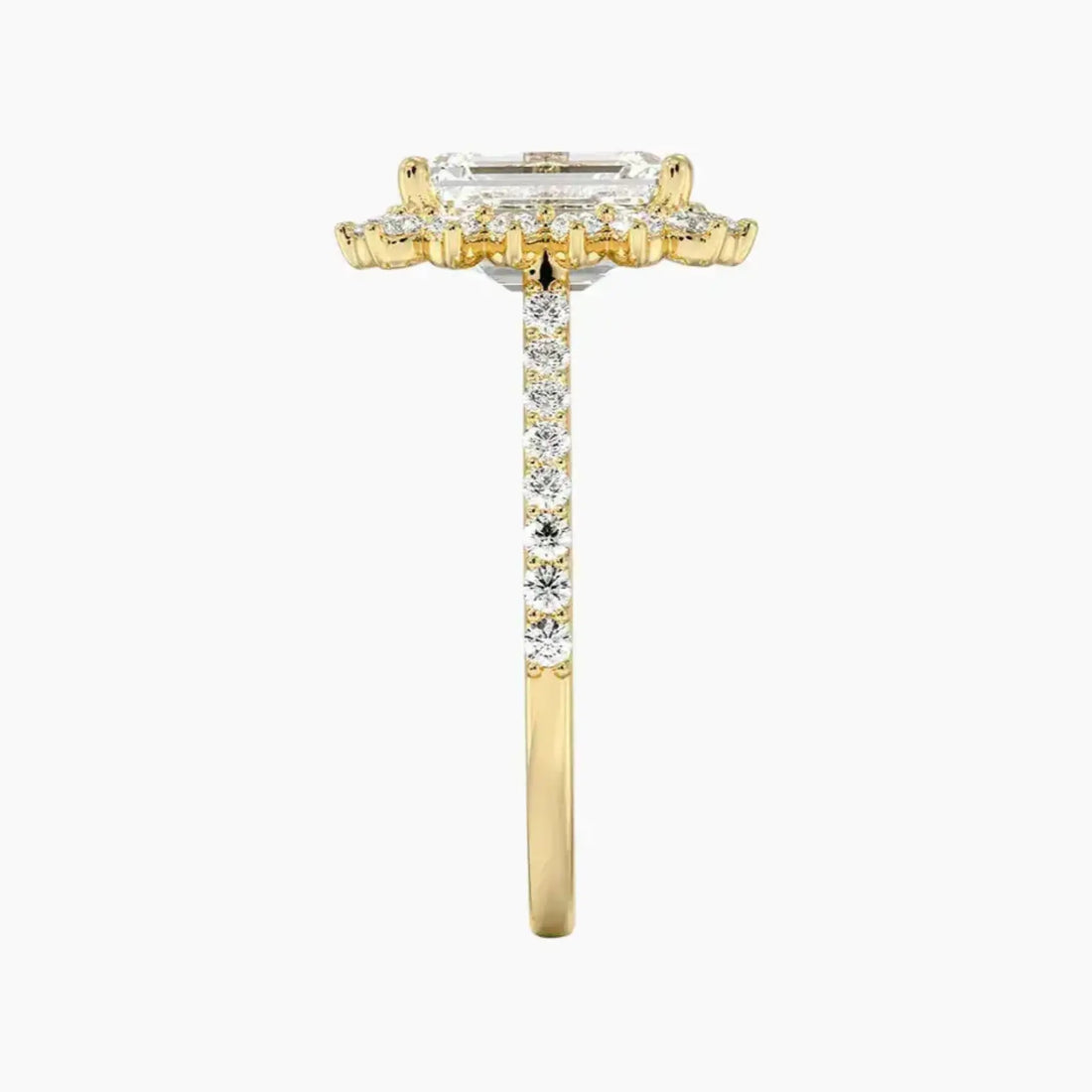 Soraya Pave Emerald Designer 2 Carat Lab Grown Diamond Engagement Ring in 18K Rose Gold
