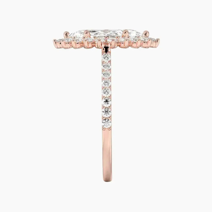 Soraya Pave Marquise Designer 3 Carat Lab Grown Diamond Engagement Ring in 18K White Gold