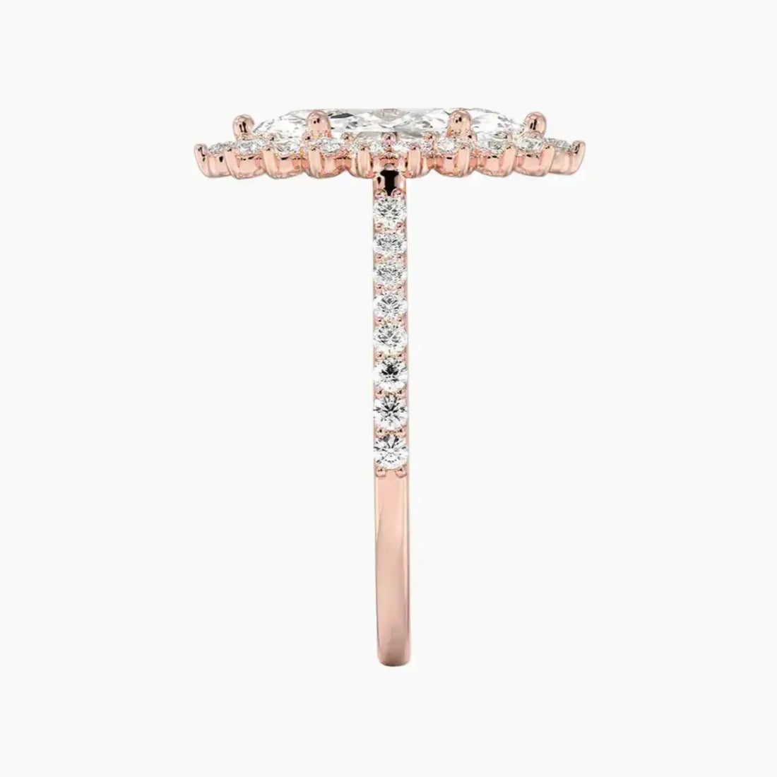 Soraya Pave Marquise Designer 1 Carat Lab Grown Diamond Engagement Ring in 14K White Gold