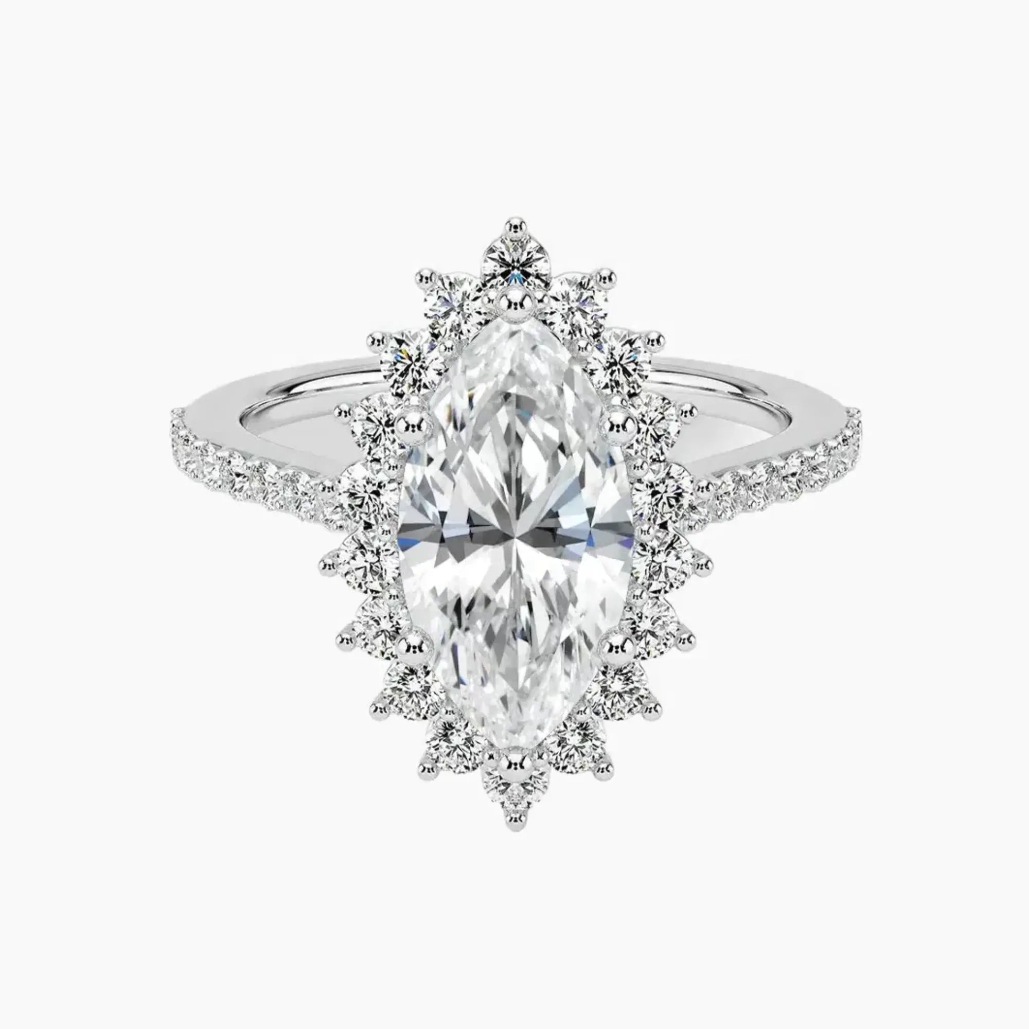 Soraya Pave Marquise Designer 2.5 Carat Lab Grown Diamond Engagement Ring in 18K White Gold
