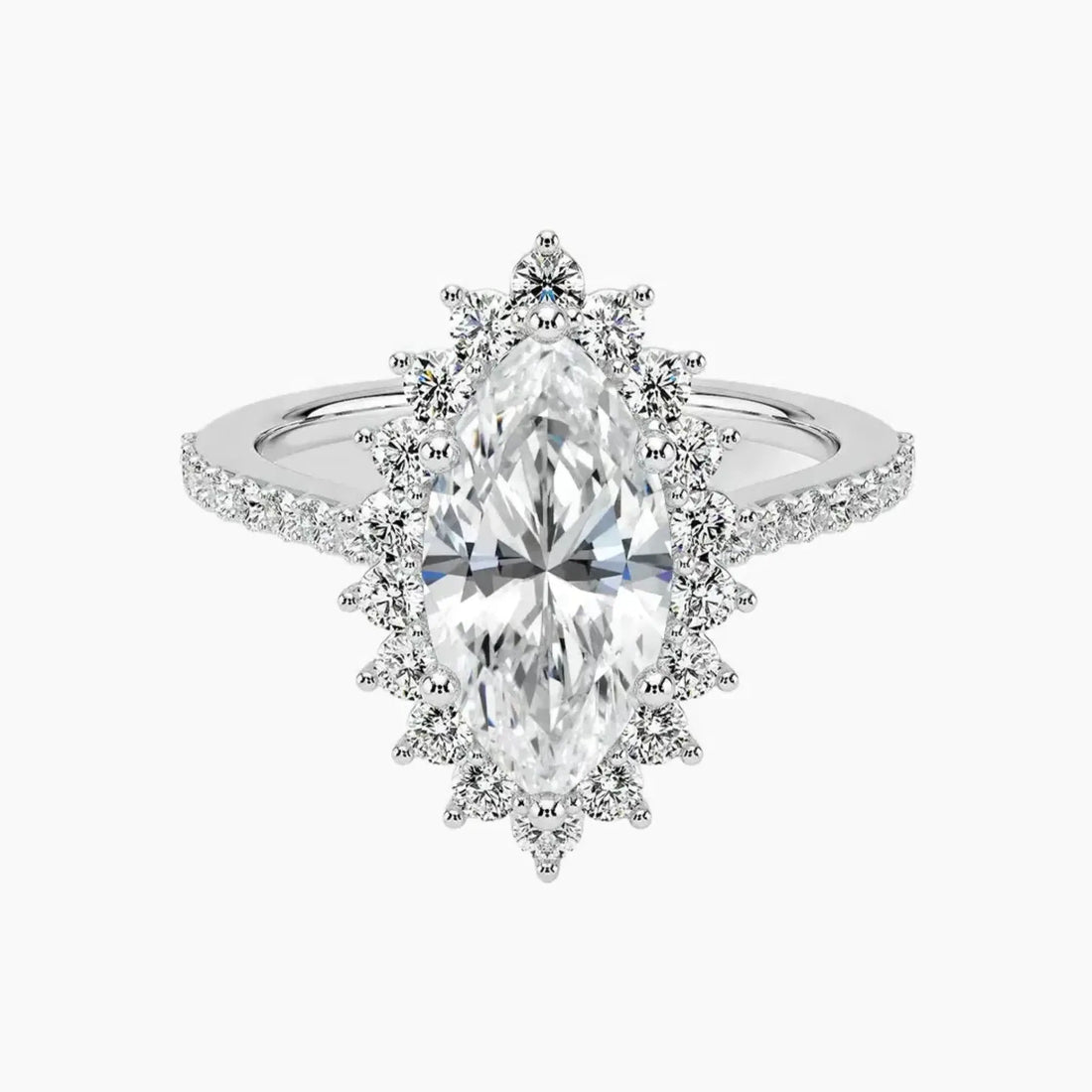 Soraya Pave Marquise Designer 2.5 Carat Lab Grown Diamond Engagement Ring in 18K Yellow Gold