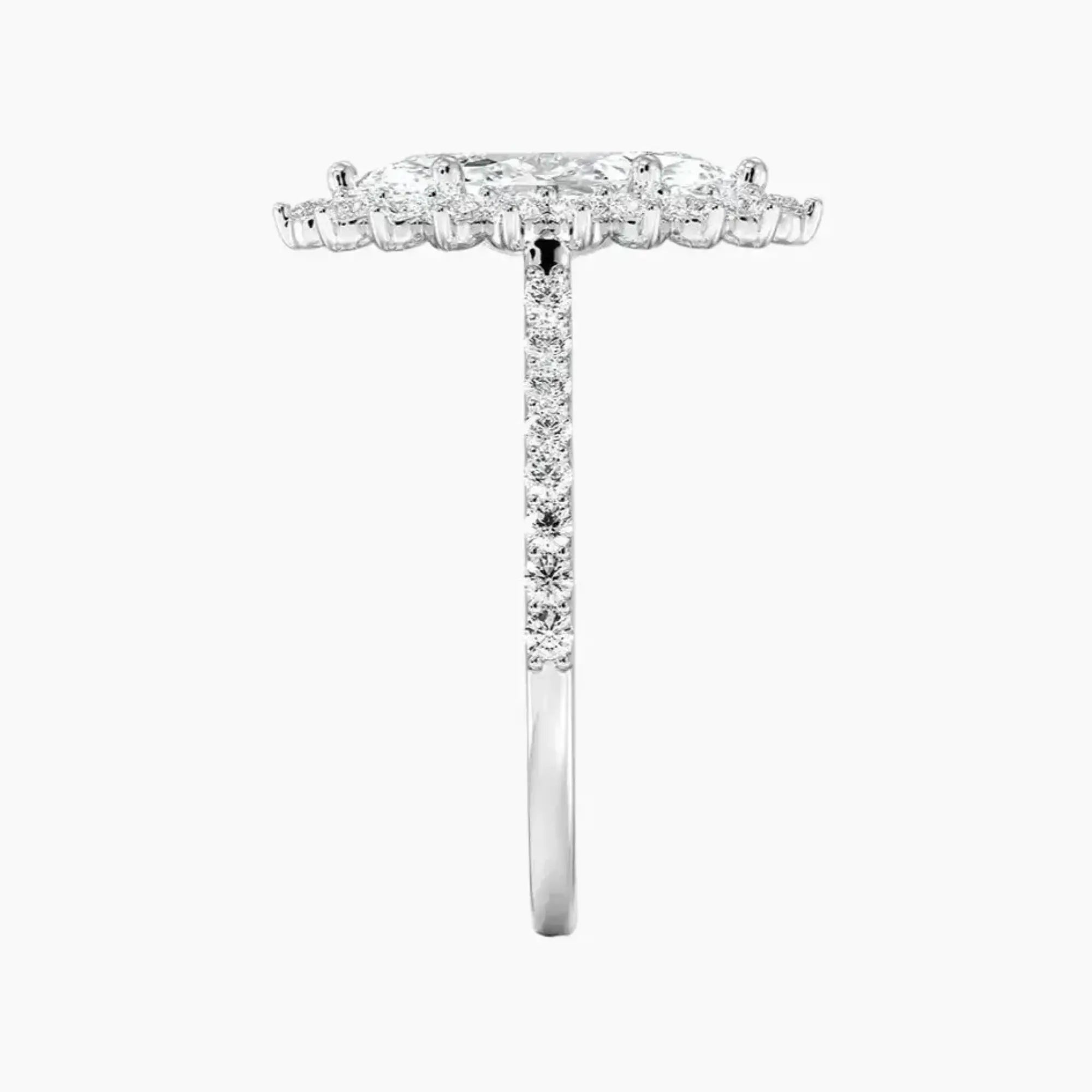 Soraya Pave Marquise Designer Diamond Ring Setting in 14K White Gold