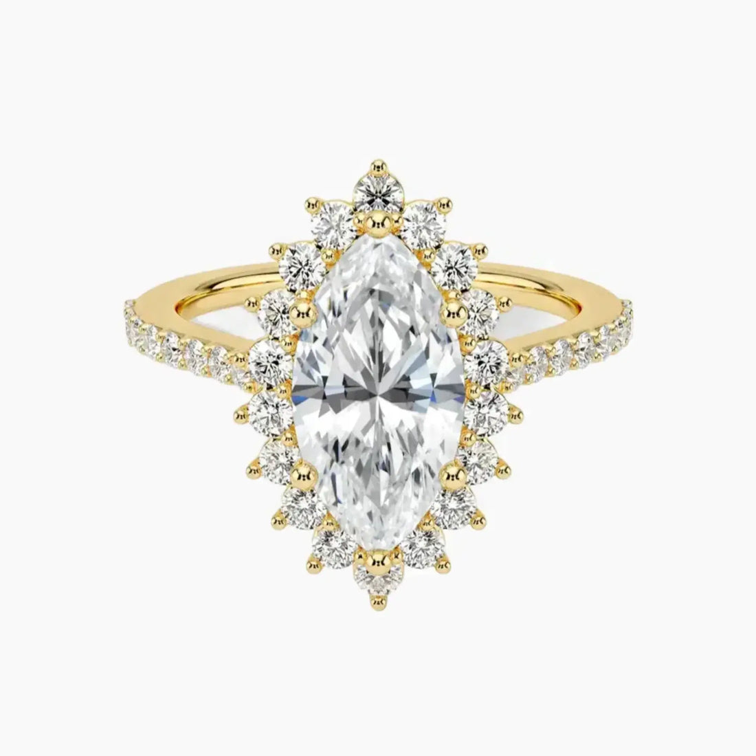 Soraya Pave Marquise Designer 2.5 Carat Lab Grown Diamond Engagement Ring in 18K Rose Gold
