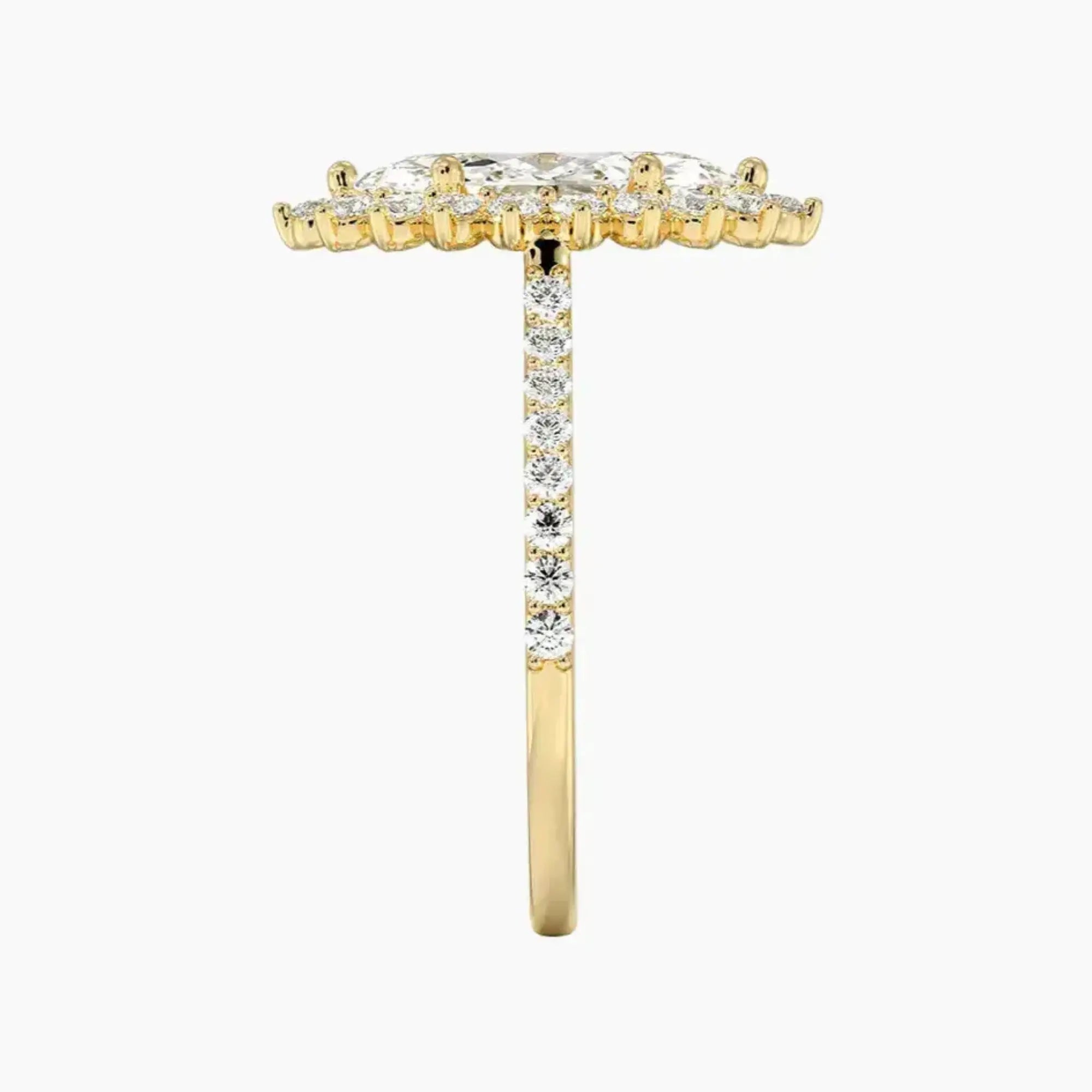 Soraya Pave Marquise Designer 2 Carat Lab Grown Diamond Engagement Ring in 14K Rose Gold
