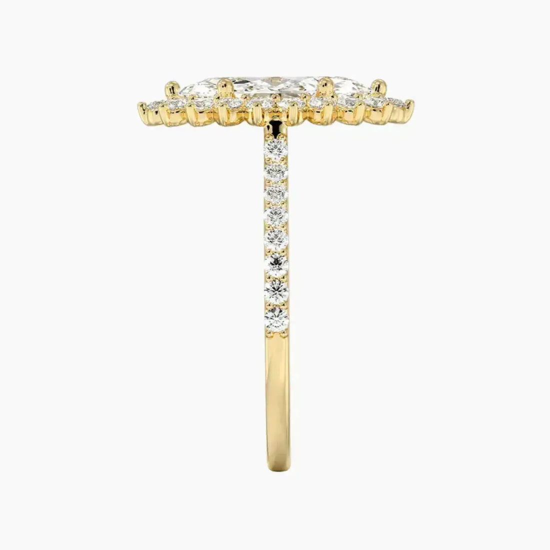 Soraya Pave Marquise Designer 2.5 Carat Lab Grown Diamond Engagement Ring in 14K Yellow Gold