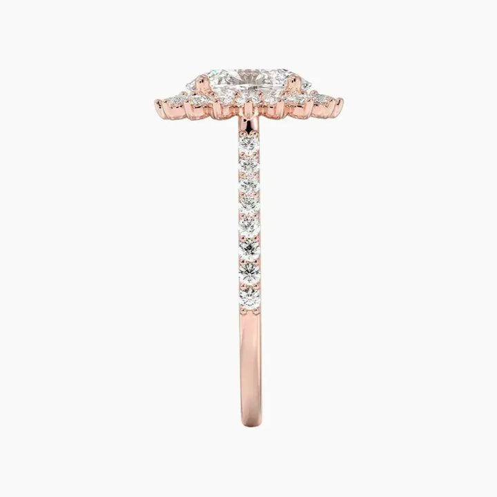 Soraya Pave Oval Designer 1.5 Carat Lab Grown Diamond Engagement Ring in 18K Yellow Gold