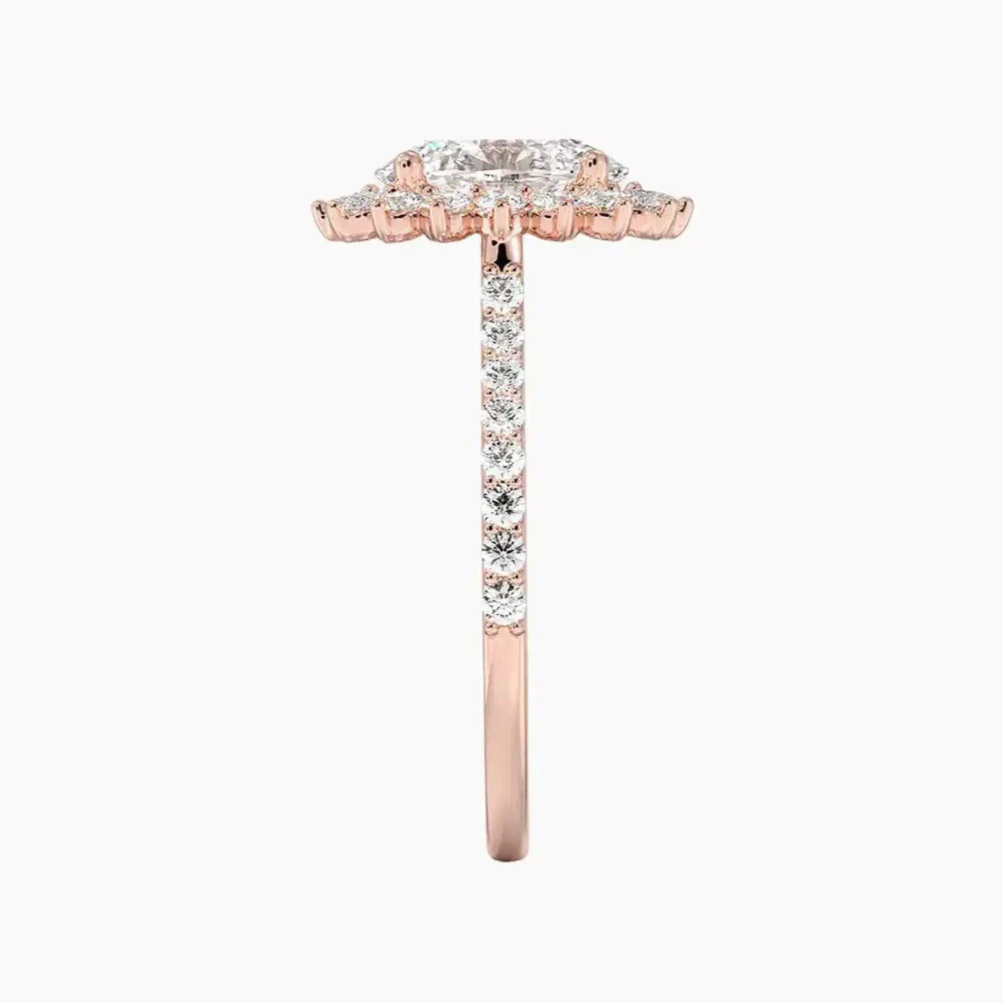 Soraya Pave Oval Designer 2 Carat Lab Grown Diamond Engagement Ring in 14K Rose Gold