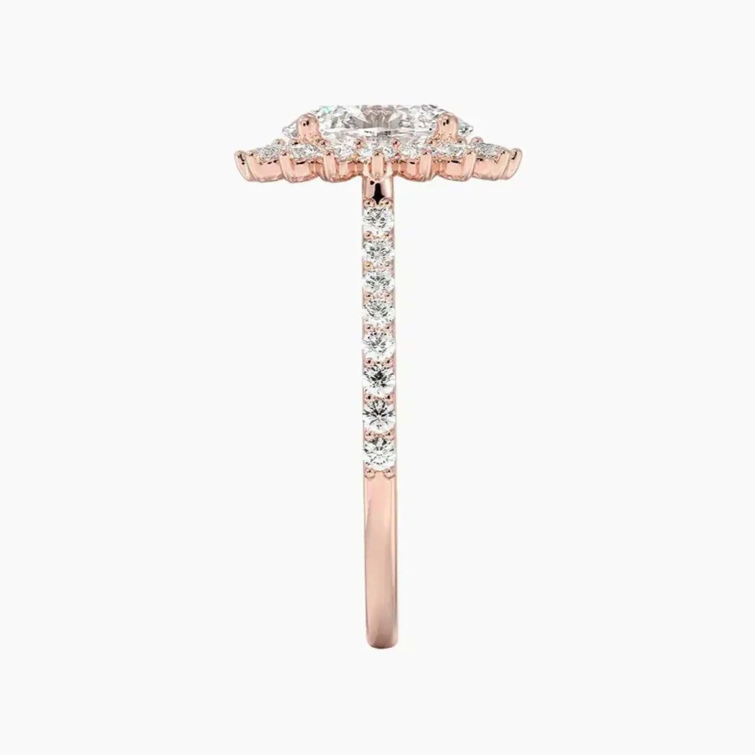 Soraya Pave Oval Designer 2 Carat Lab Grown Diamond Engagement Ring in 14K Rose Gold