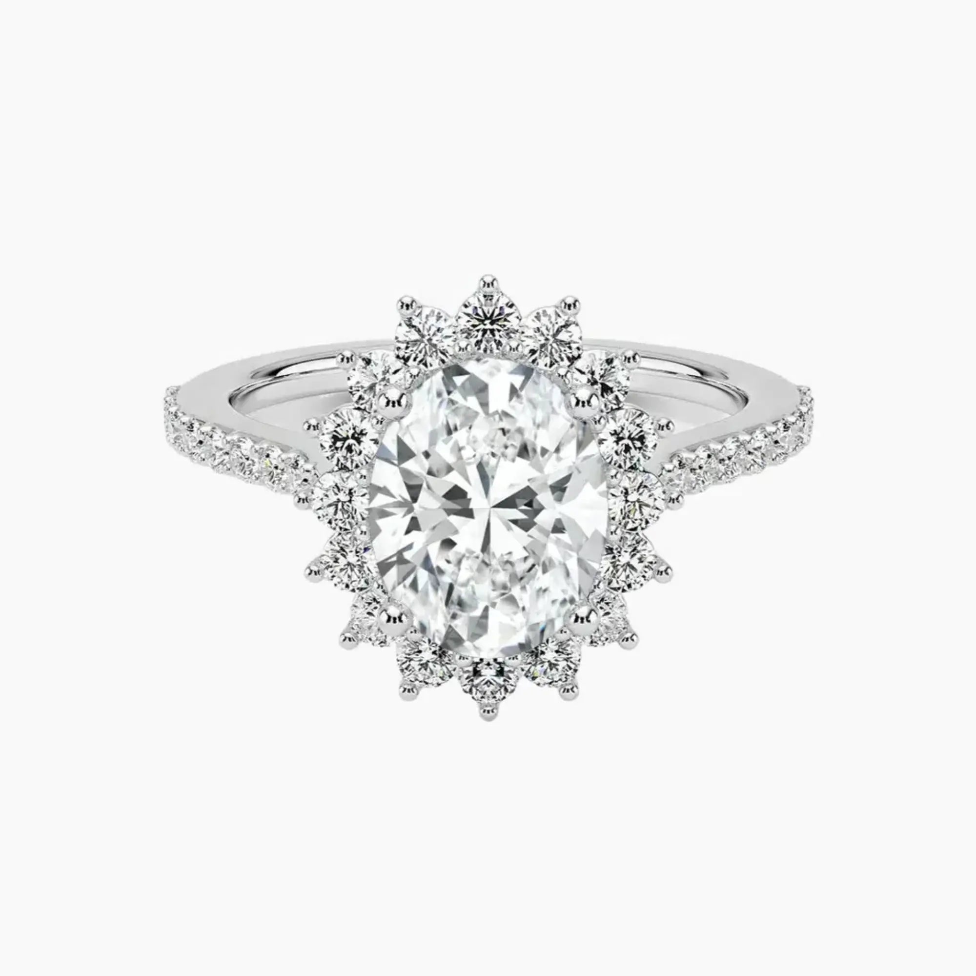 Soraya Pave Oval Designer 2.5 Carat Lab Grown Diamond Engagement Ring in 18K Rose Gold
