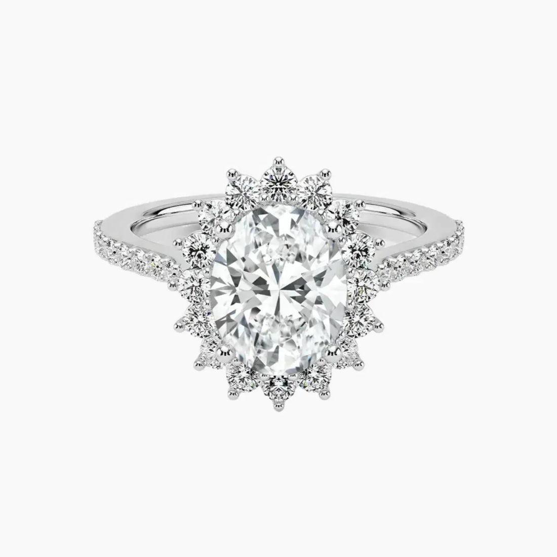 Soraya Pave Oval Designer 2.5 Carat Lab Grown Diamond Engagement Ring in 14K White Gold