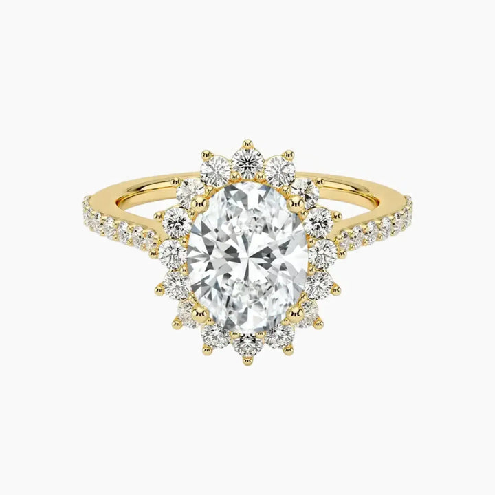 Soraya Pave Oval Designer 1.5 Carat Lab Grown Diamond Engagement Ring in 18K Yellow Gold