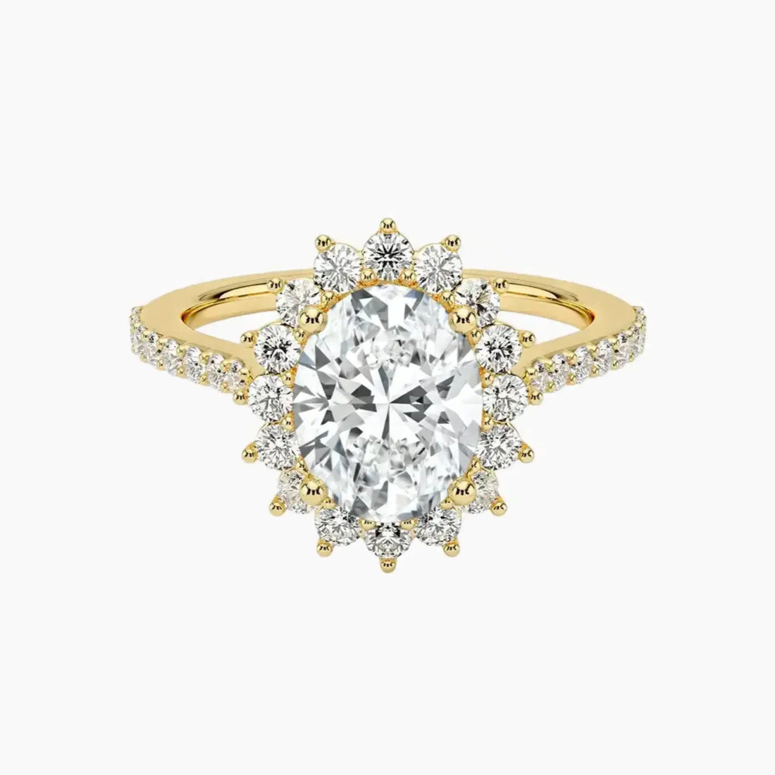 Soraya Pave Oval Designer 3 Carat Lab Grown Diamond Engagement Ring in 18K Rose Gold