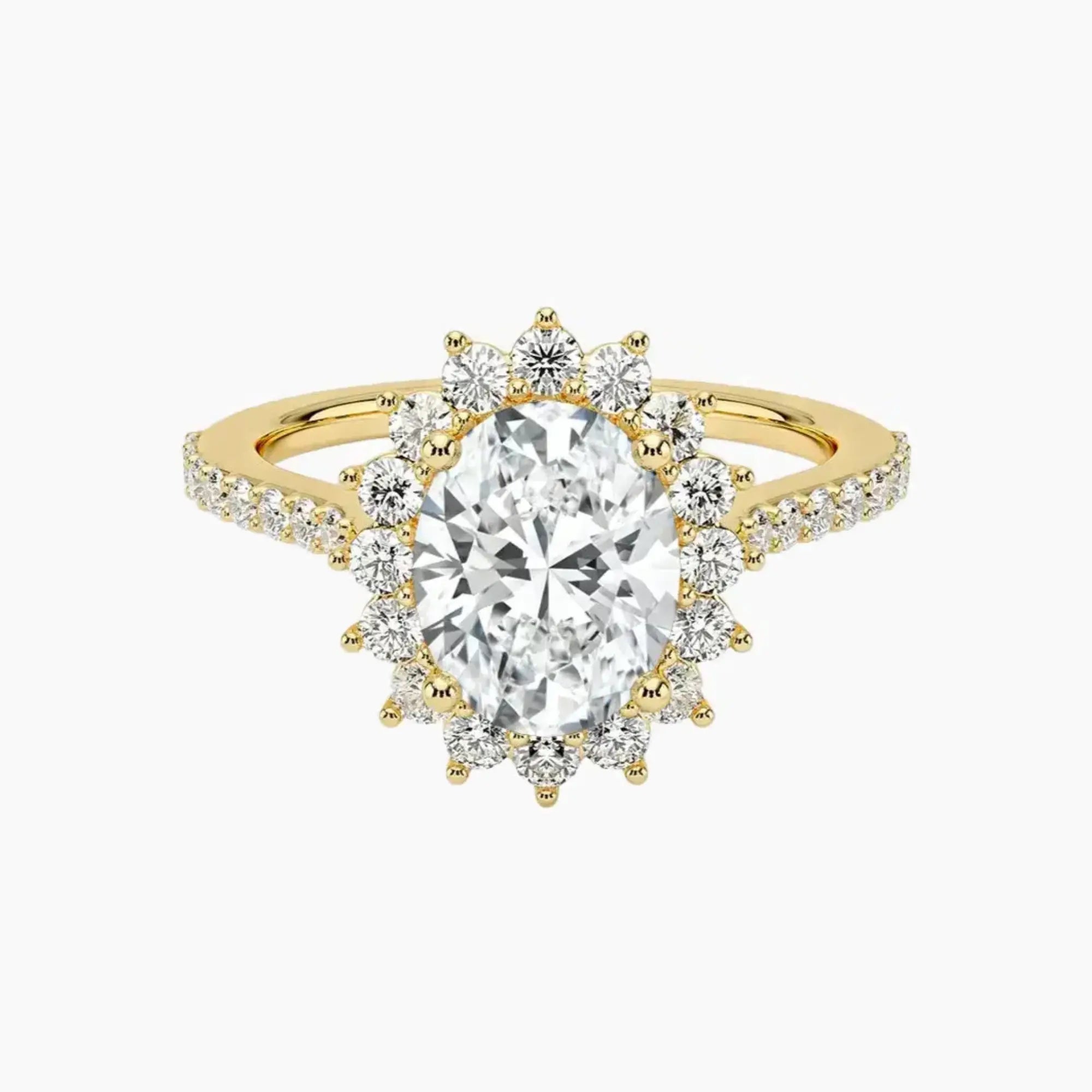 Soraya Pave Oval Designer 1 Carat Lab Grown Diamond Engagement Ring in 14K White Gold