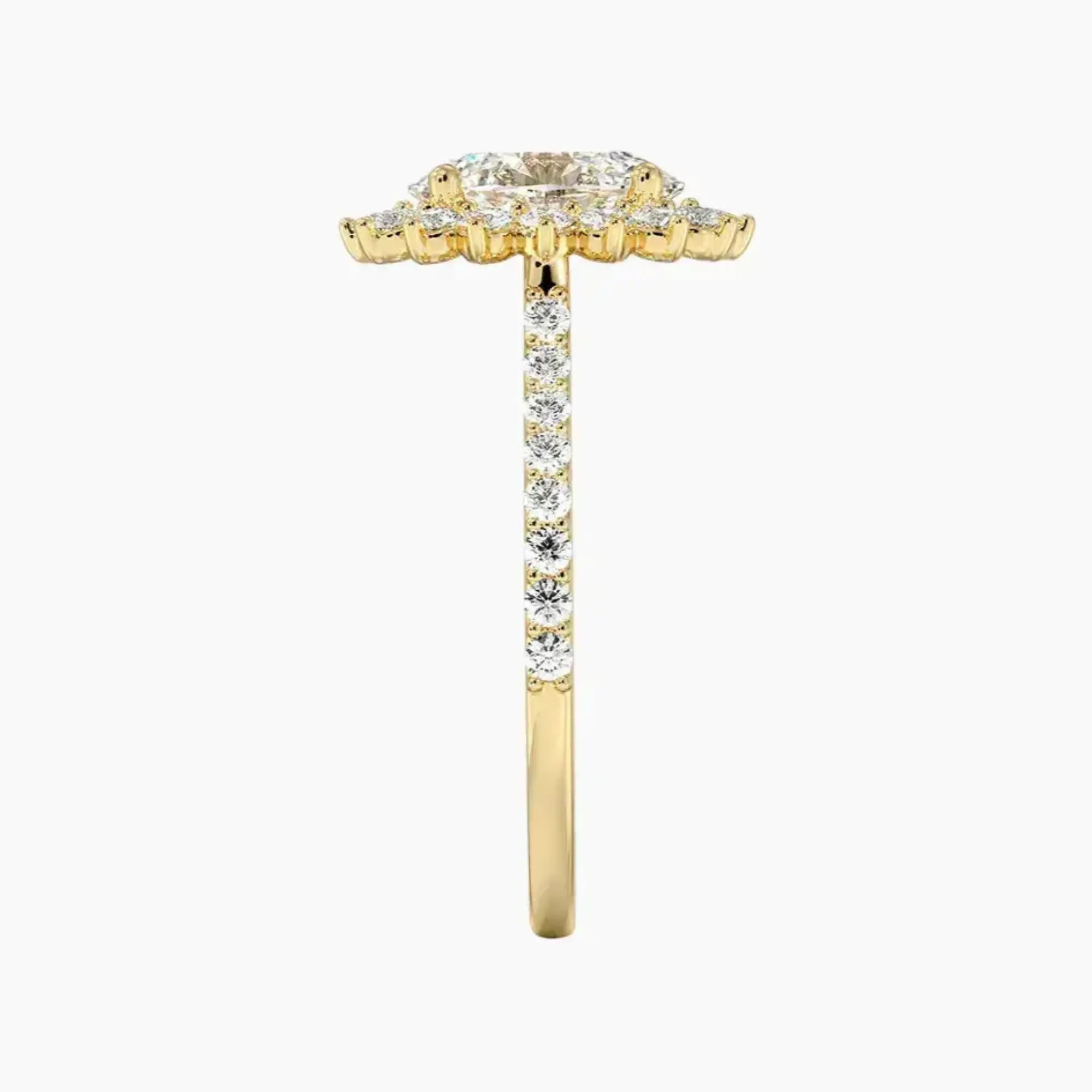 Soraya Pave Oval Designer 1 Carat Lab Grown Diamond Engagement Ring in 18K White Gold
