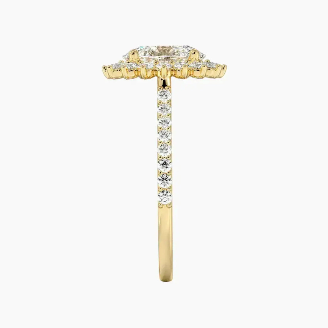 Soraya Pave Oval Designer 2.5 Carat Lab Grown Diamond Engagement Ring in 18K White Gold