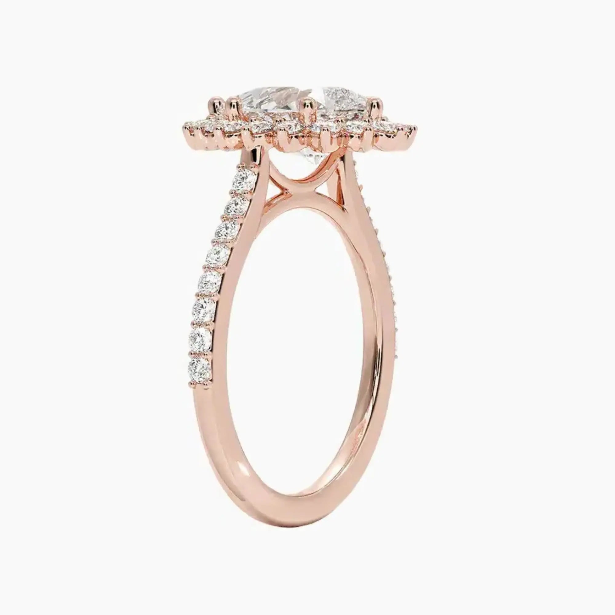 Soraya Pave Pear Designer 1 Carat Lab Grown Diamond Engagement Ring in 14K Yellow Gold